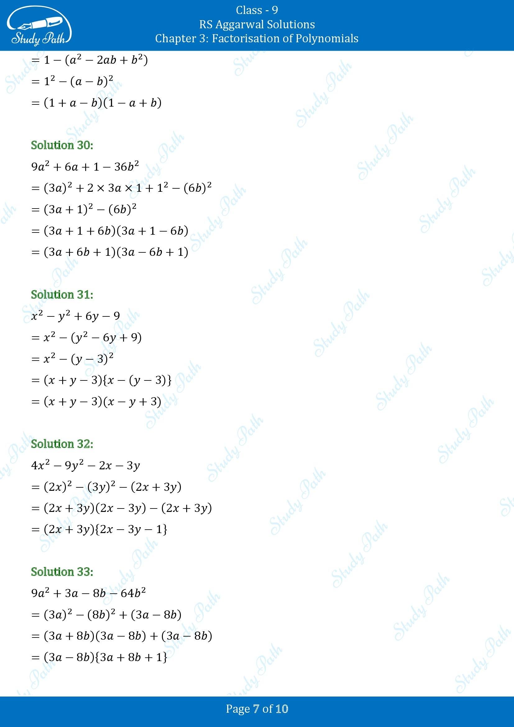 RS Aggarwal Solutions Class 9 Chapter 3 Factorisation of Polynomials Exercise 3B 00007