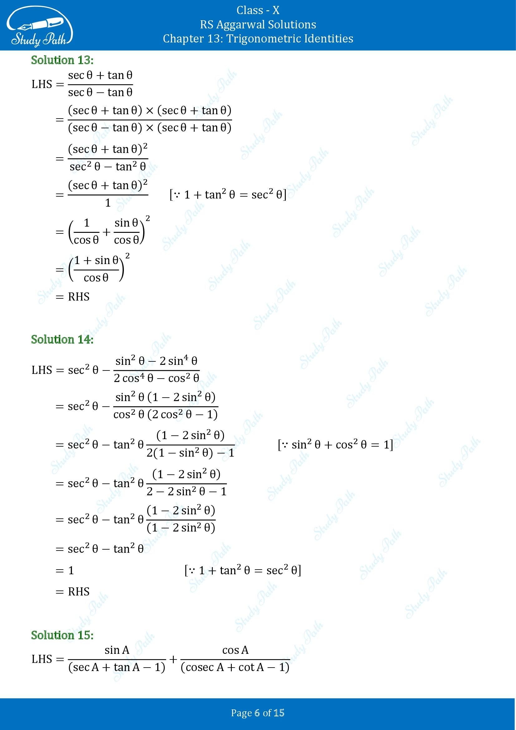 RS Aggarwal Solutions for Class 10 Chapter 13 Trigonometric Identities Exercise 13A 00006