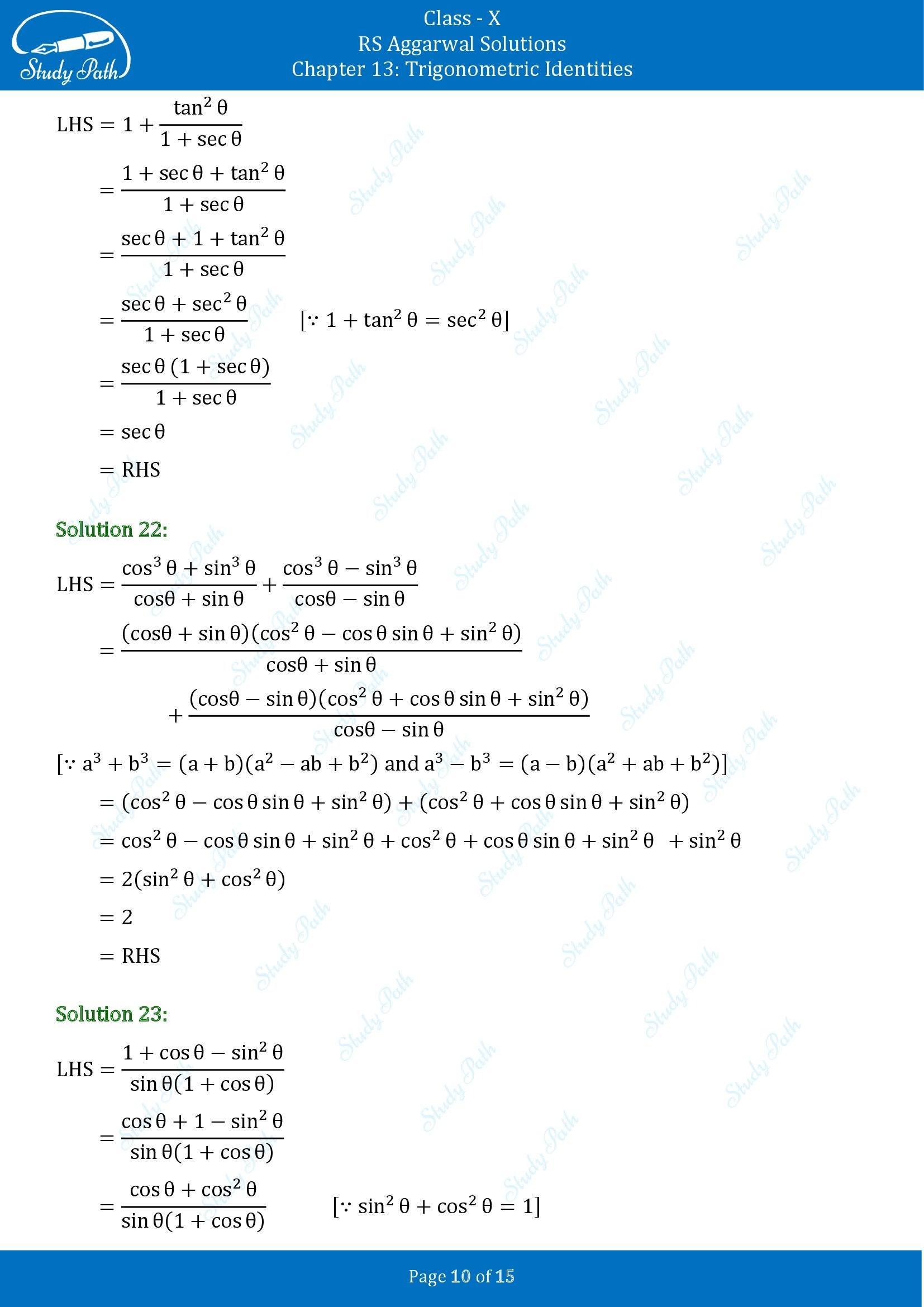 RS Aggarwal Solutions for Class 10 Chapter 13 Trigonometric Identities Exercise 13A 00010