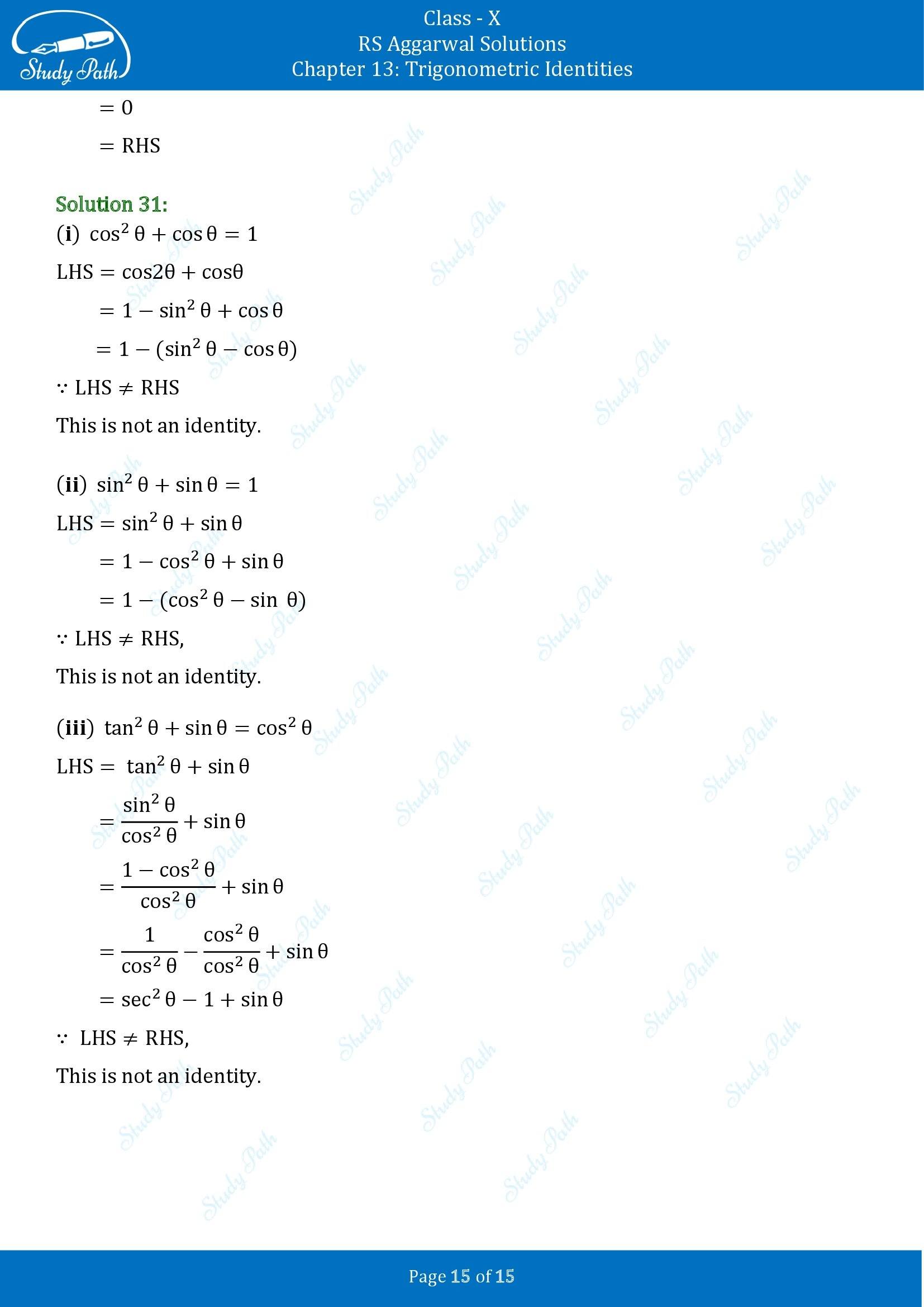 RS Aggarwal Solutions for Class 10 Chapter 13 Trigonometric Identities Exercise 13A 00015