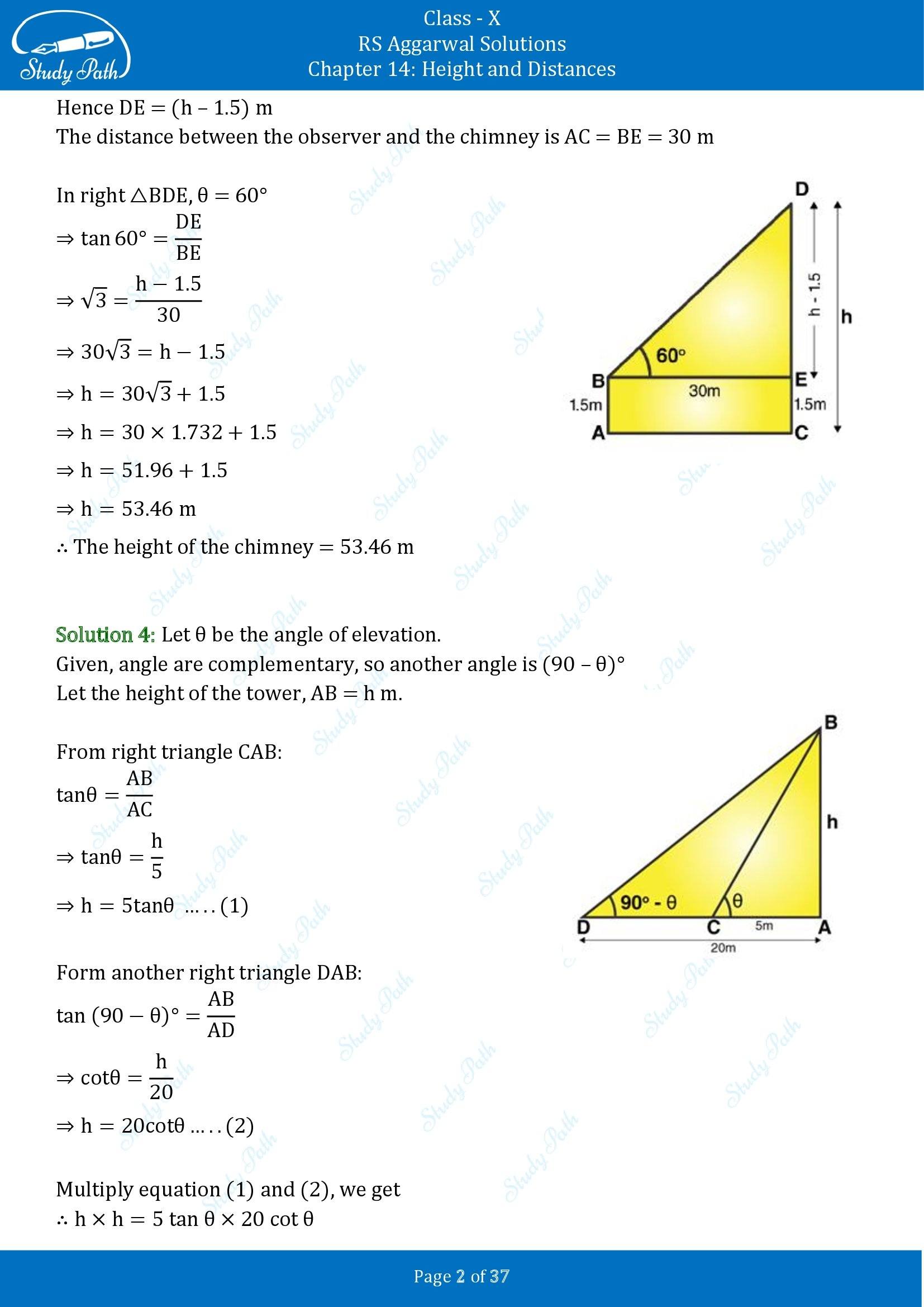 RS Aggarwal Solutions for Class 10 Chapter 14 Height and Distances Exercise 14 00002