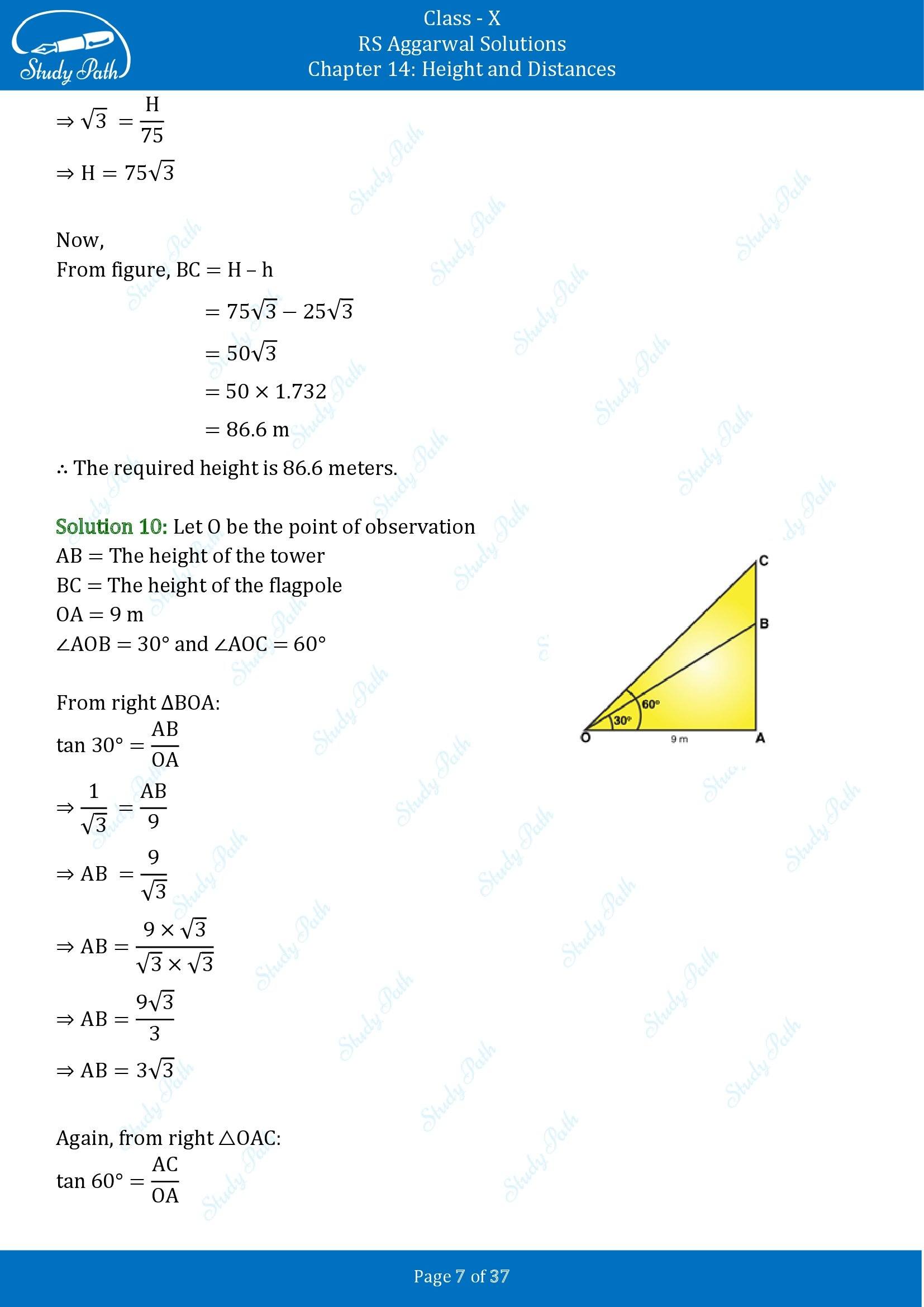 RS Aggarwal Solutions for Class 10 Chapter 14 Height and Distances Exercise 14 00007