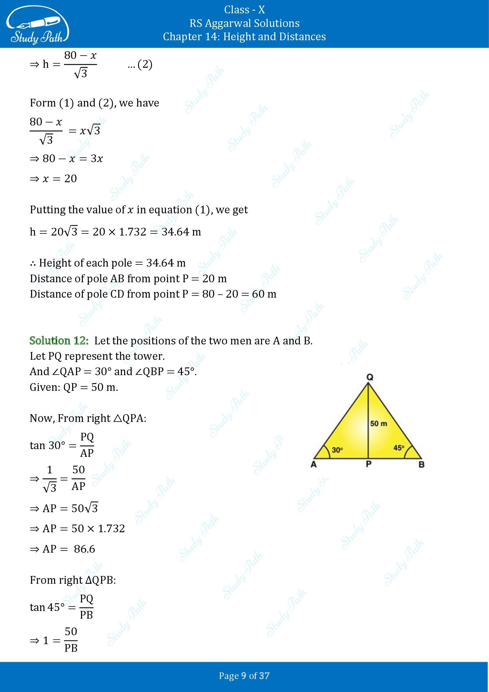 RS Aggarwal Solutions for Class 10 Chapter 14 Height and Distances Exercise 14 00009