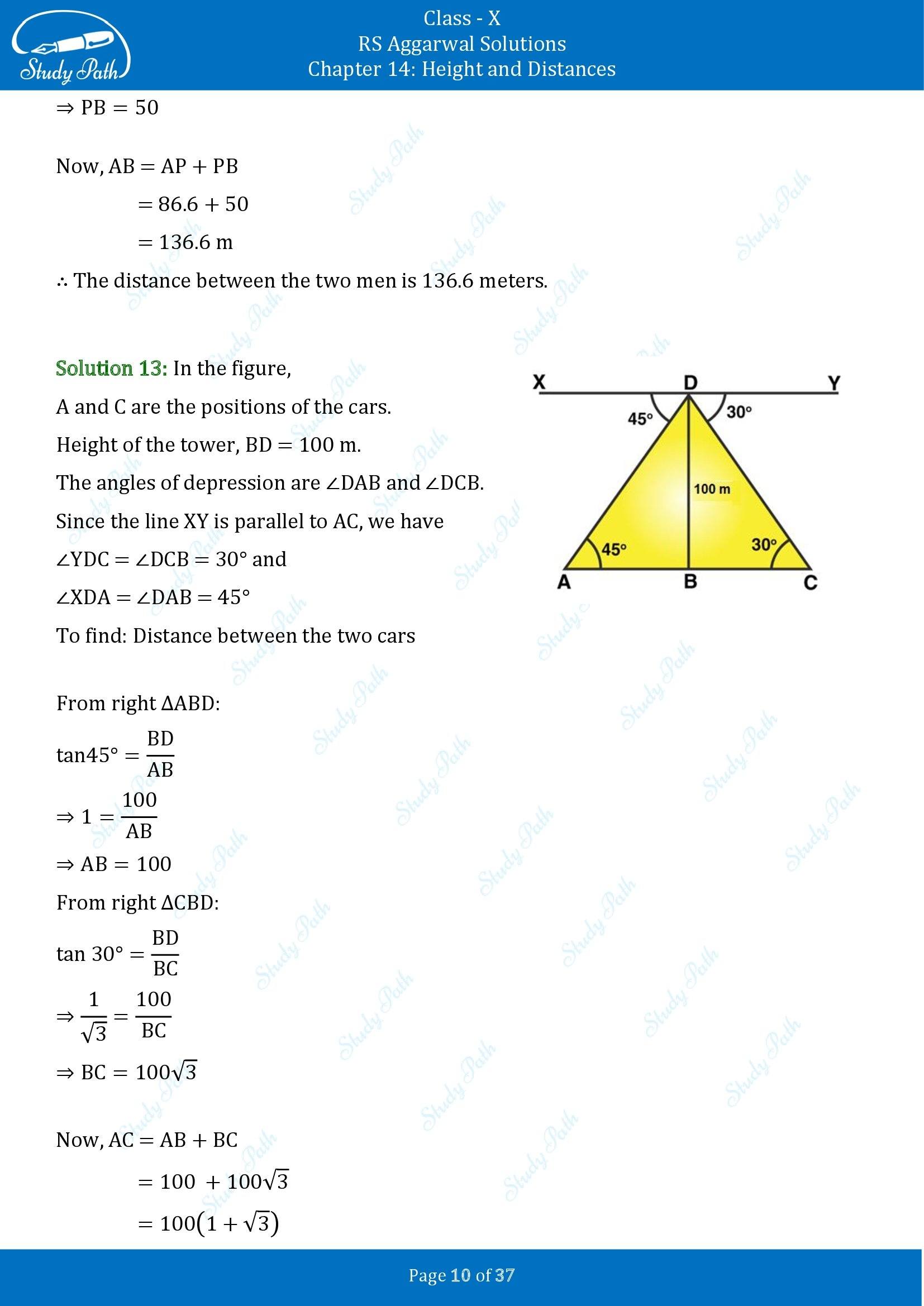 RS Aggarwal Solutions for Class 10 Chapter 14 Height and Distances Exercise 14 00010
