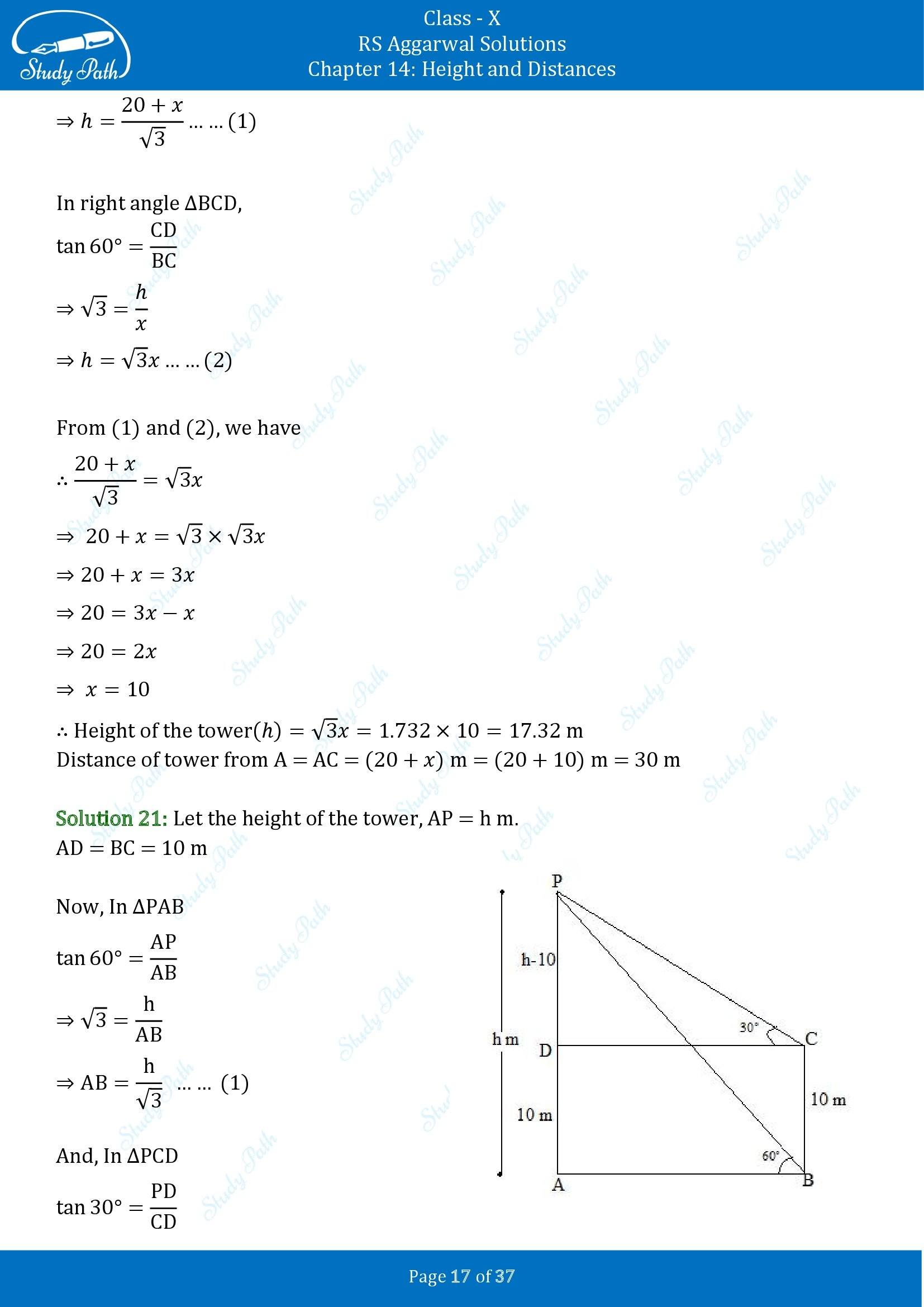 RS Aggarwal Solutions for Class 10 Chapter 14 Height and Distances Exercise 14 00017