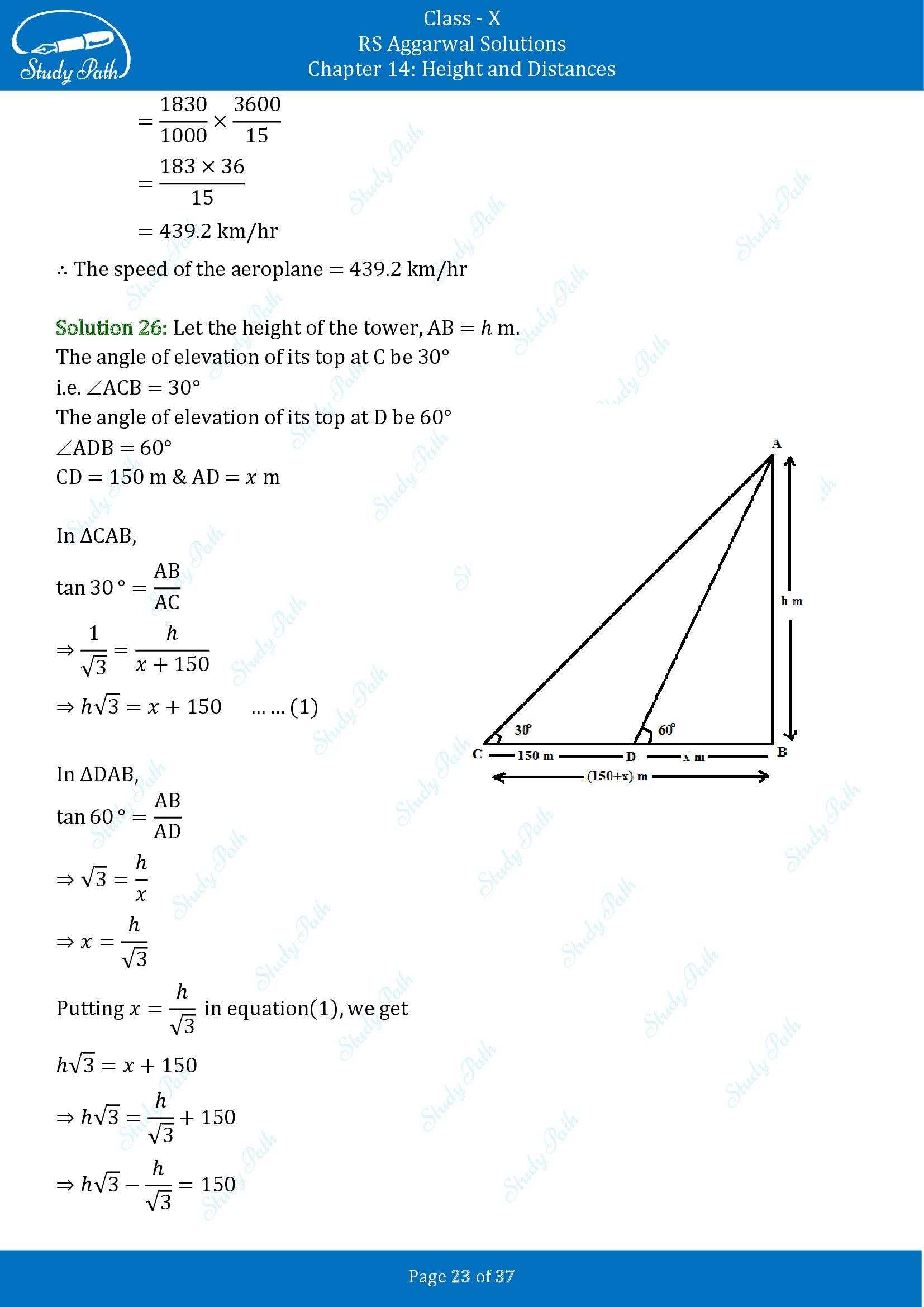 RS Aggarwal Solutions for Class 10 Chapter 14 Height and Distances Exercise 14 00023