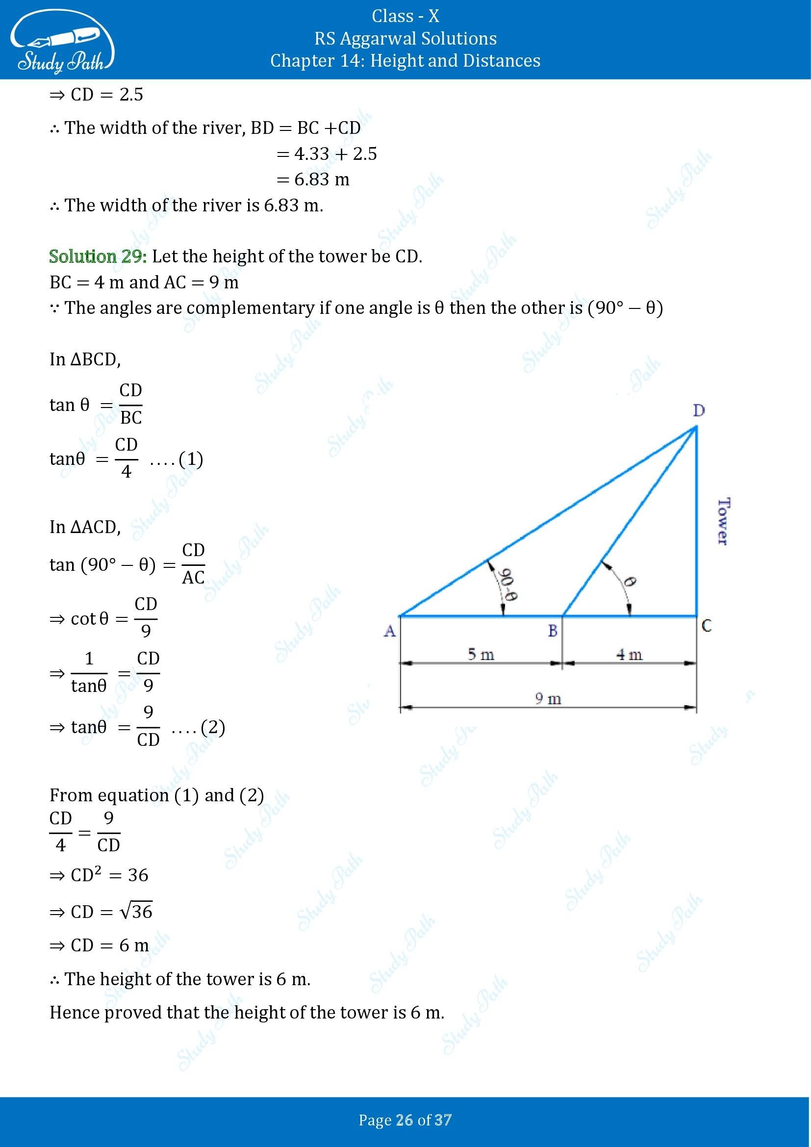 RS Aggarwal Solutions for Class 10 Chapter 14 Height and Distances Exercise 14 00026