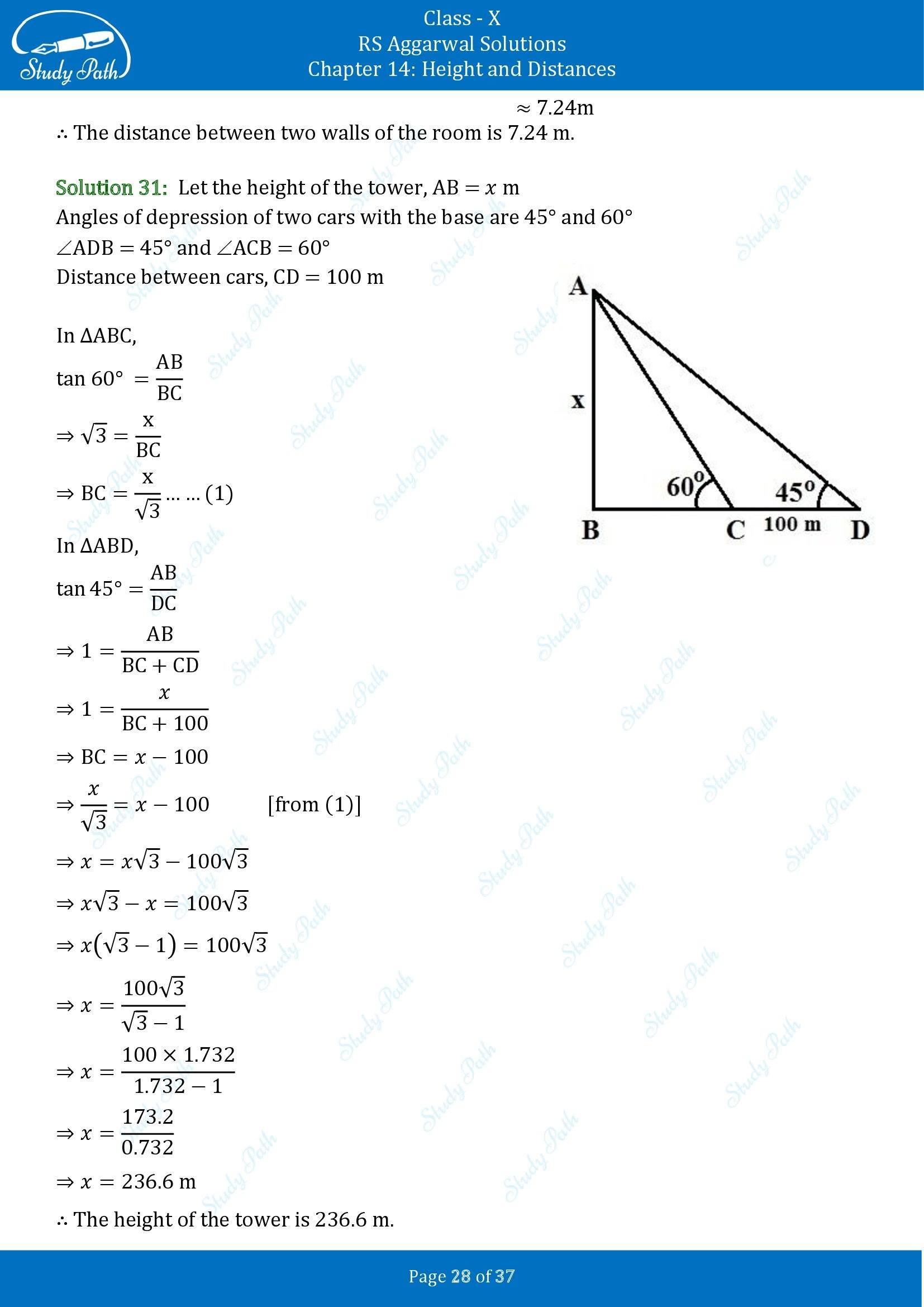 RS Aggarwal Solutions for Class 10 Chapter 14 Height and Distances Exercise 14 00028