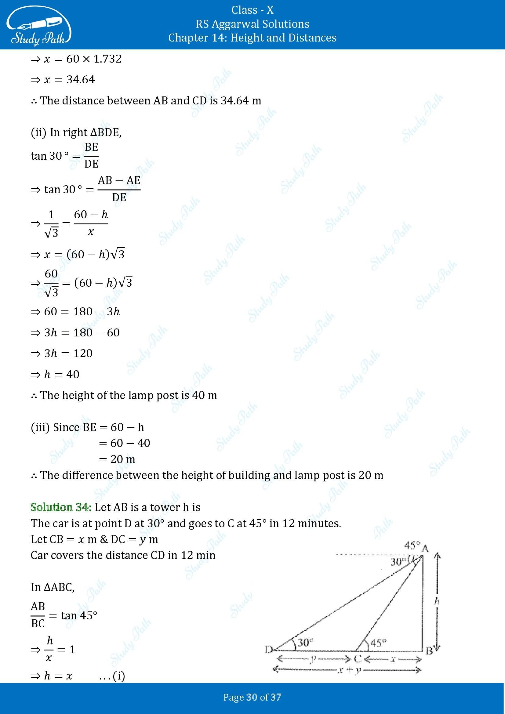 RS Aggarwal Solutions for Class 10 Chapter 14 Height and Distances Exercise 14 00030