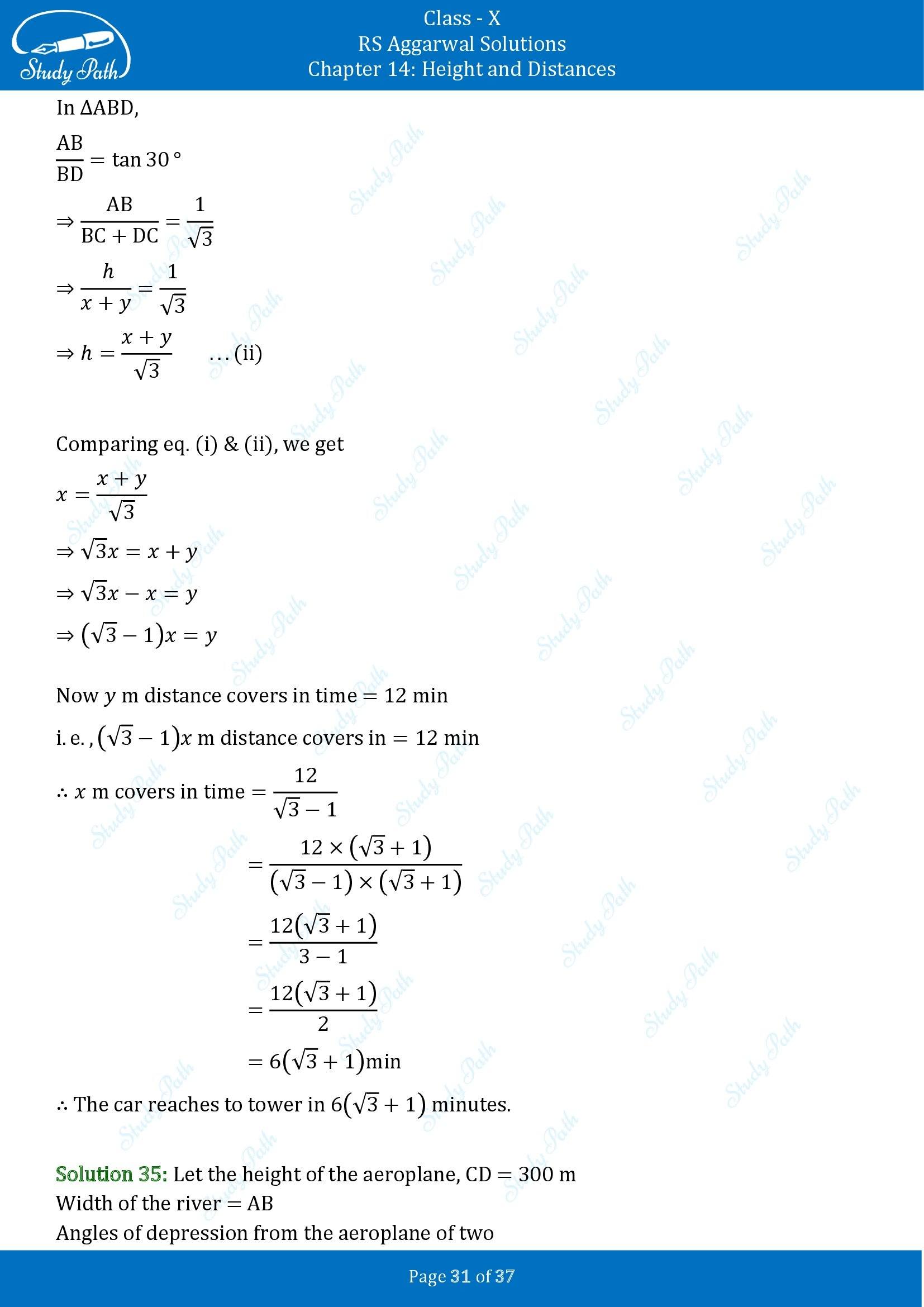 RS Aggarwal Solutions for Class 10 Chapter 14 Height and Distances Exercise 14 00031