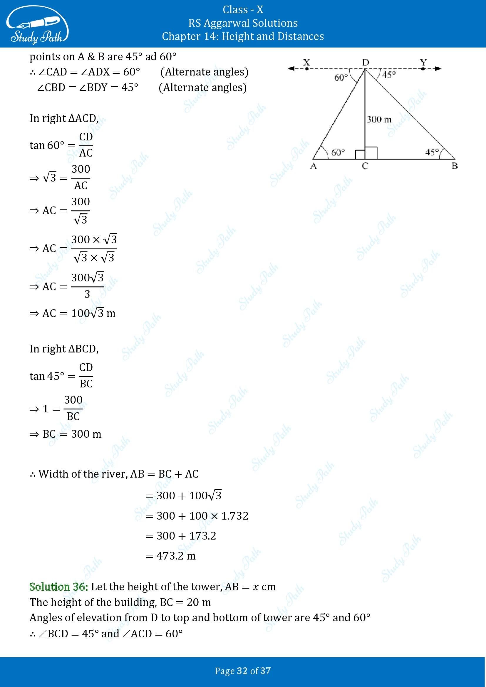 RS Aggarwal Solutions for Class 10 Chapter 14 Height and Distances Exercise 14 00032