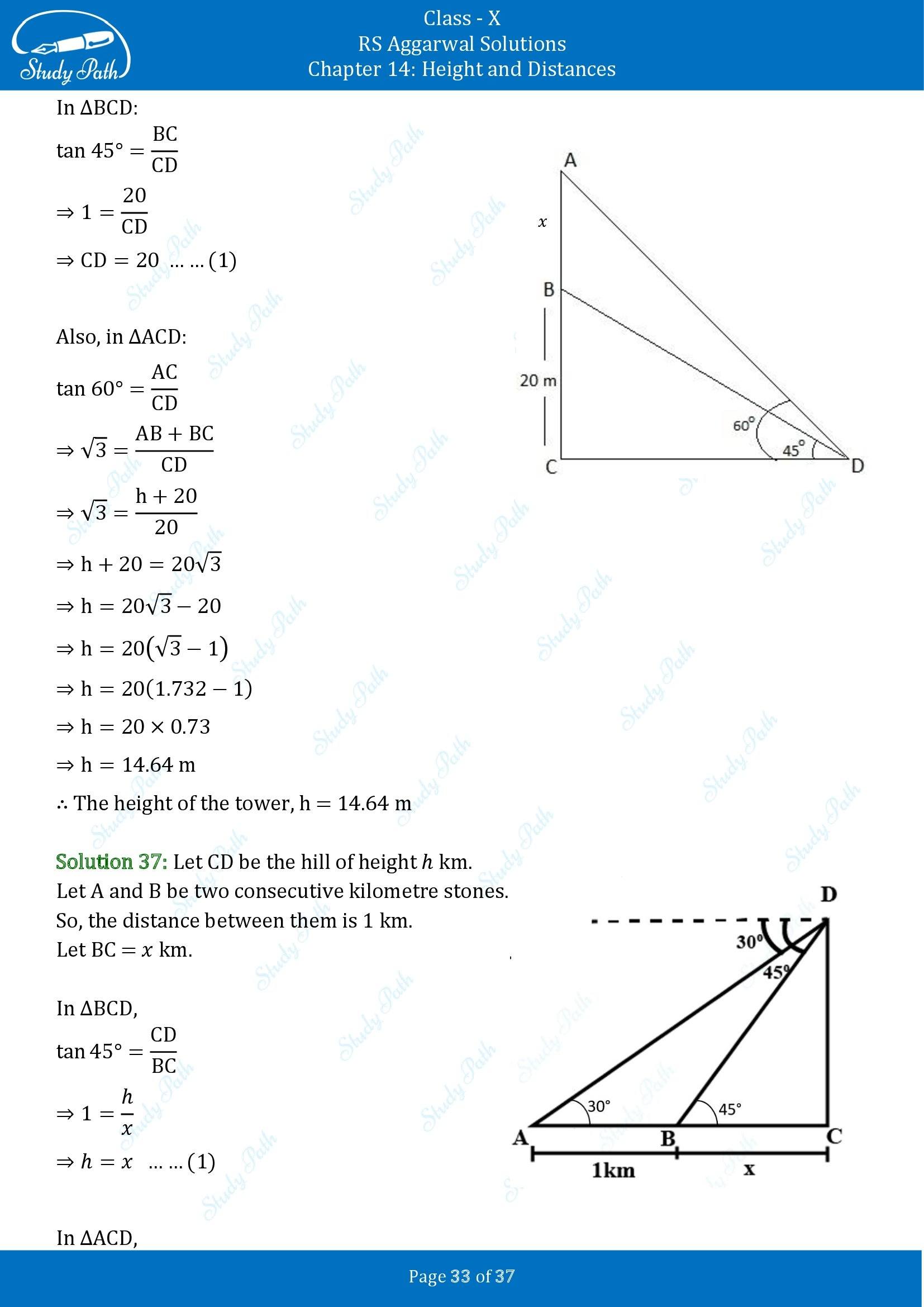 RS Aggarwal Solutions for Class 10 Chapter 14 Height and Distances Exercise 14 00033