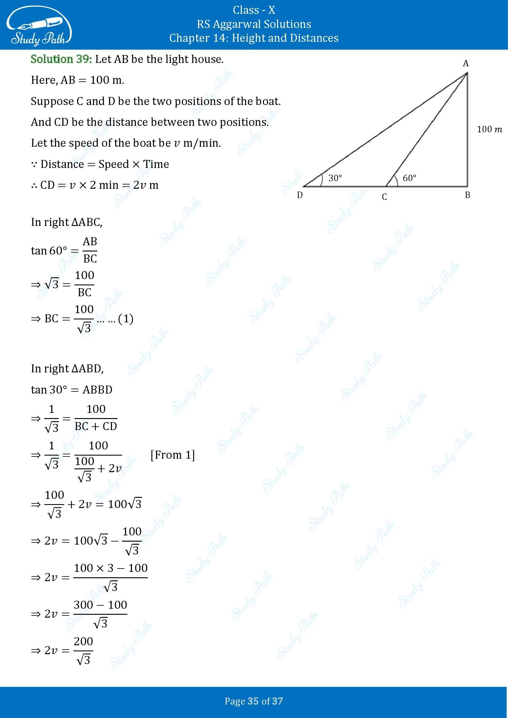 RS Aggarwal Solutions for Class 10 Chapter 14 Height and Distances Exercise 14 00035