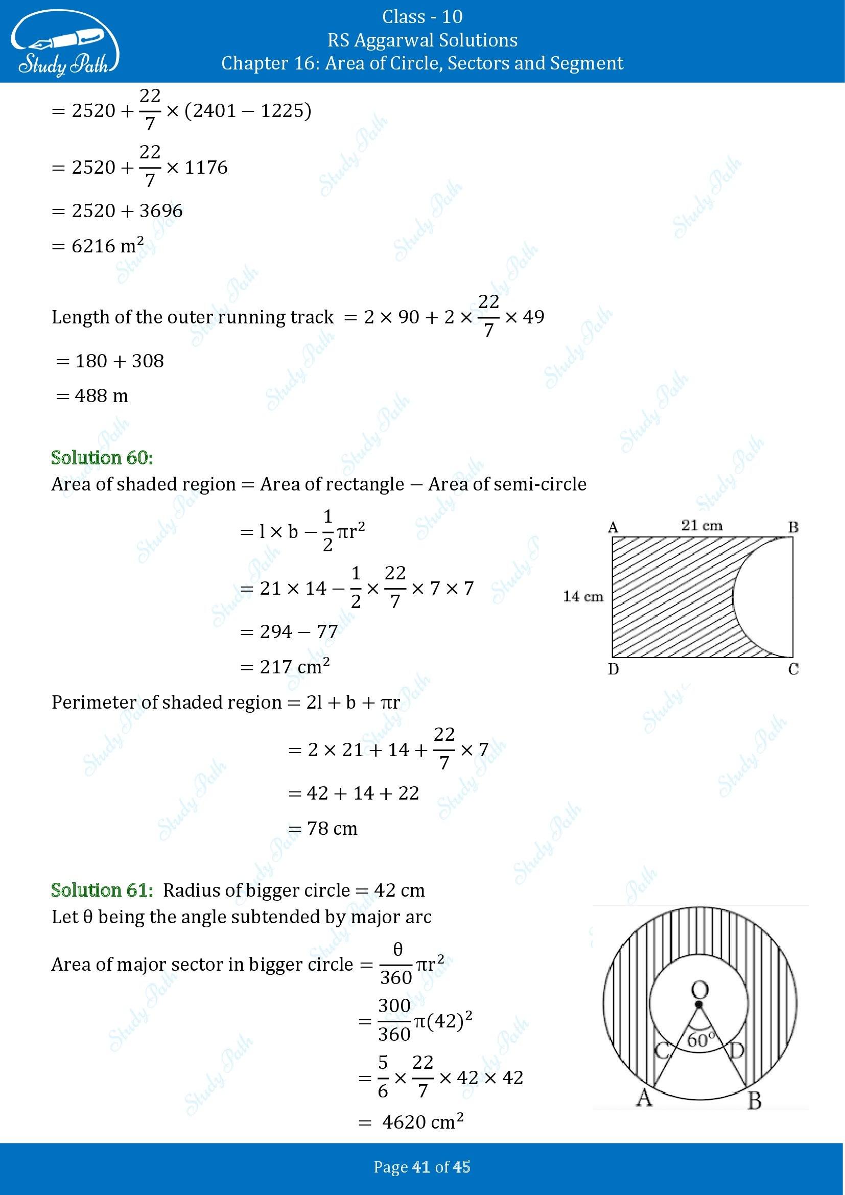 RS Aggarwal Solutions for Class 10 Chapter 16 Area of Circle Sector and Segment Exercise 16A 00041