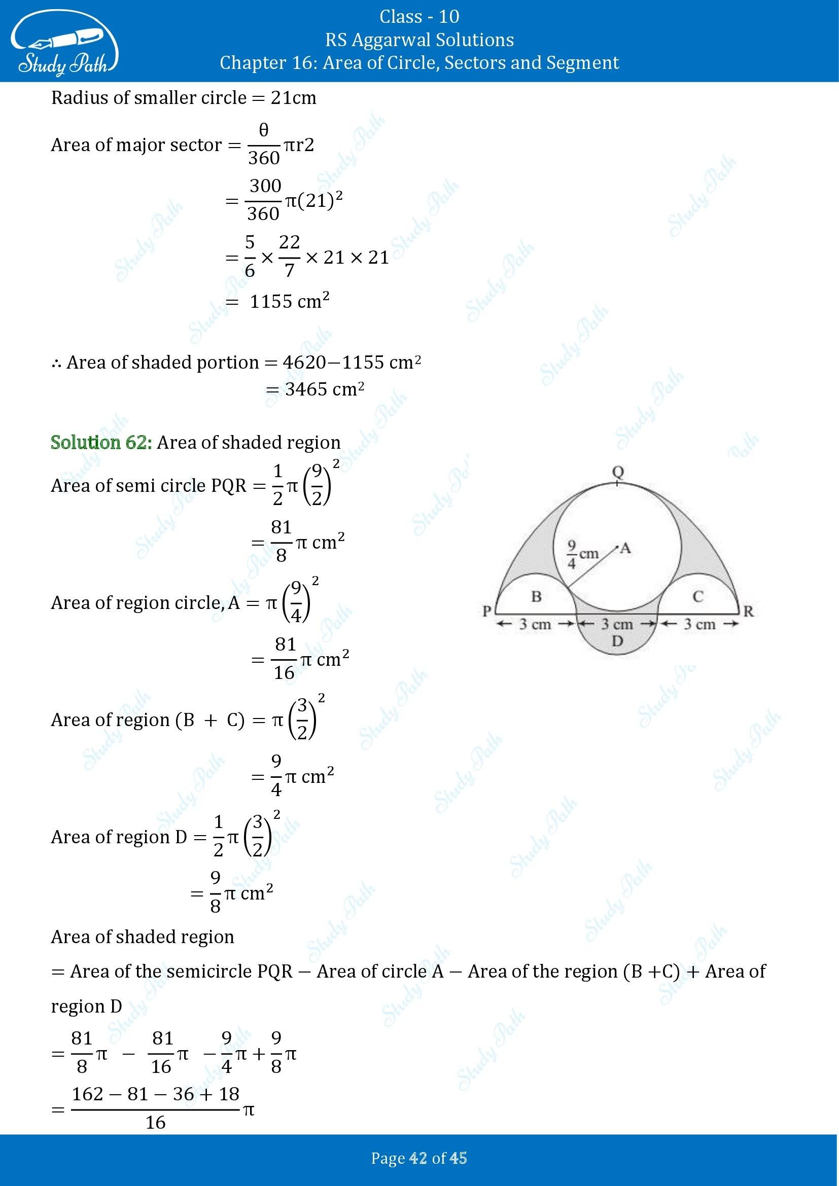 RS Aggarwal Solutions for Class 10 Chapter 16 Area of Circle Sector and Segment Exercise 16A 00042