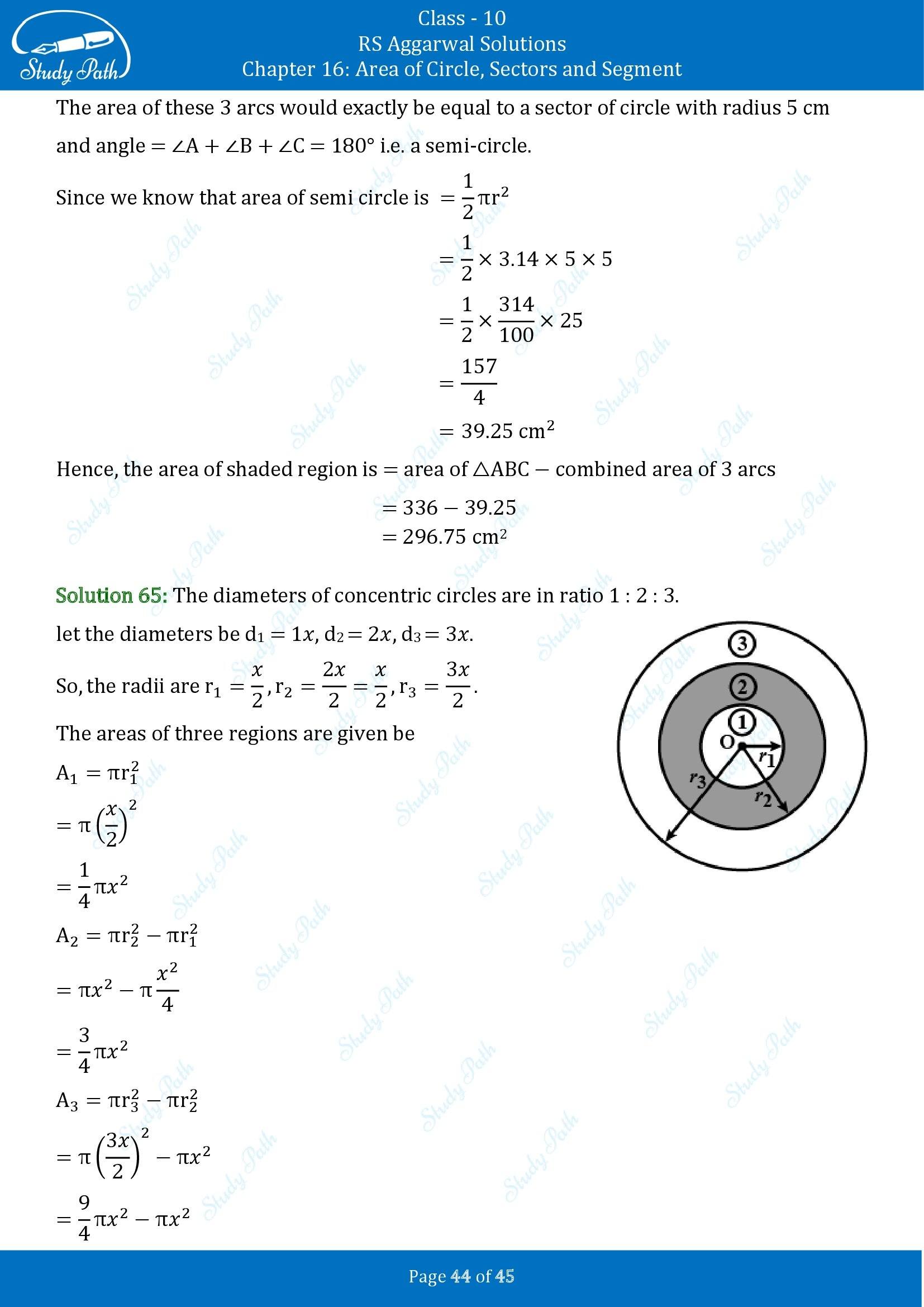 RS Aggarwal Solutions for Class 10 Chapter 16 Area of Circle Sector and Segment Exercise 16A 00044
