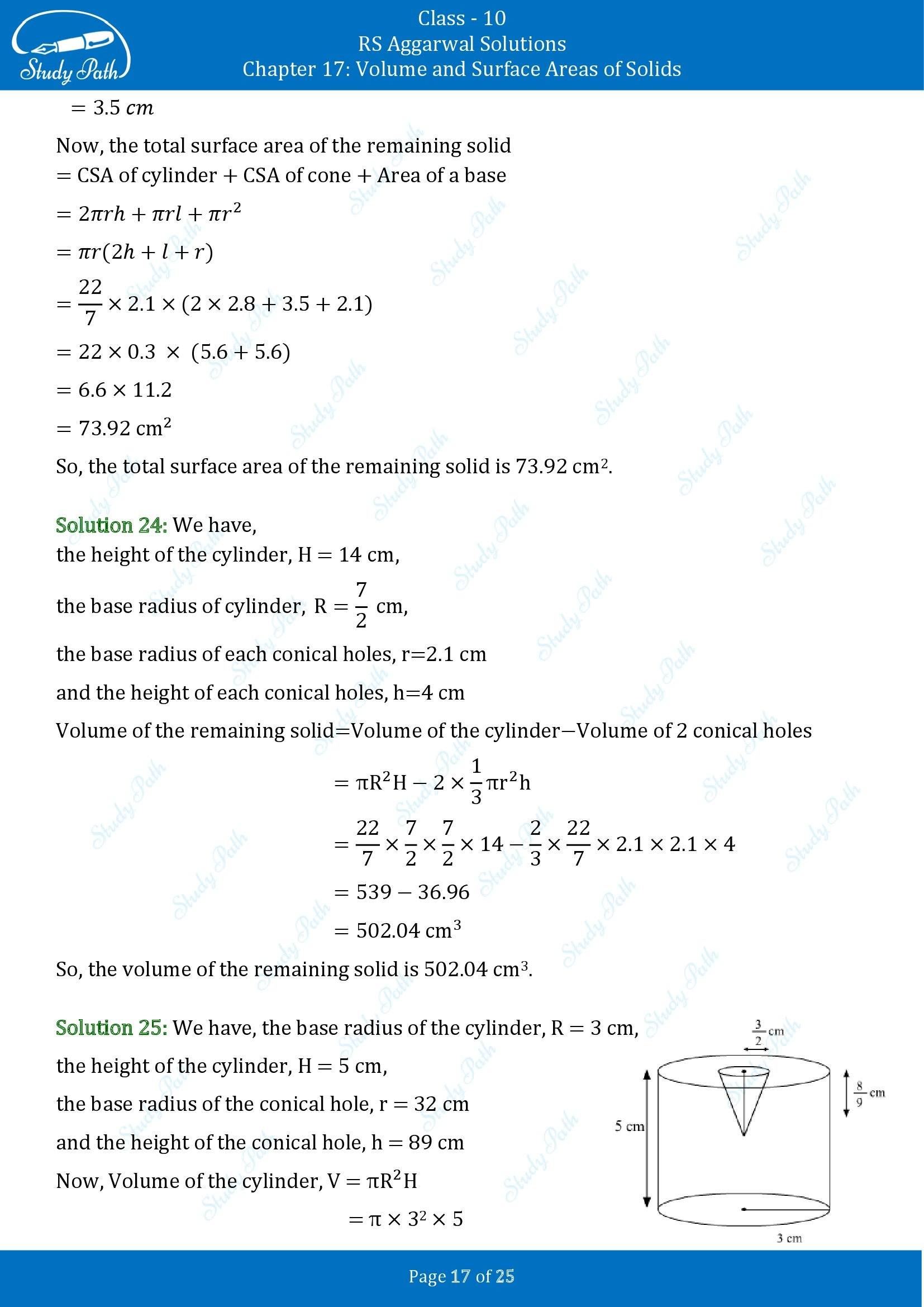 RS Aggarwal Solutions for Class 10 Chapter 17 Volume and Surface Areas of Solids Exercise 17A 00017