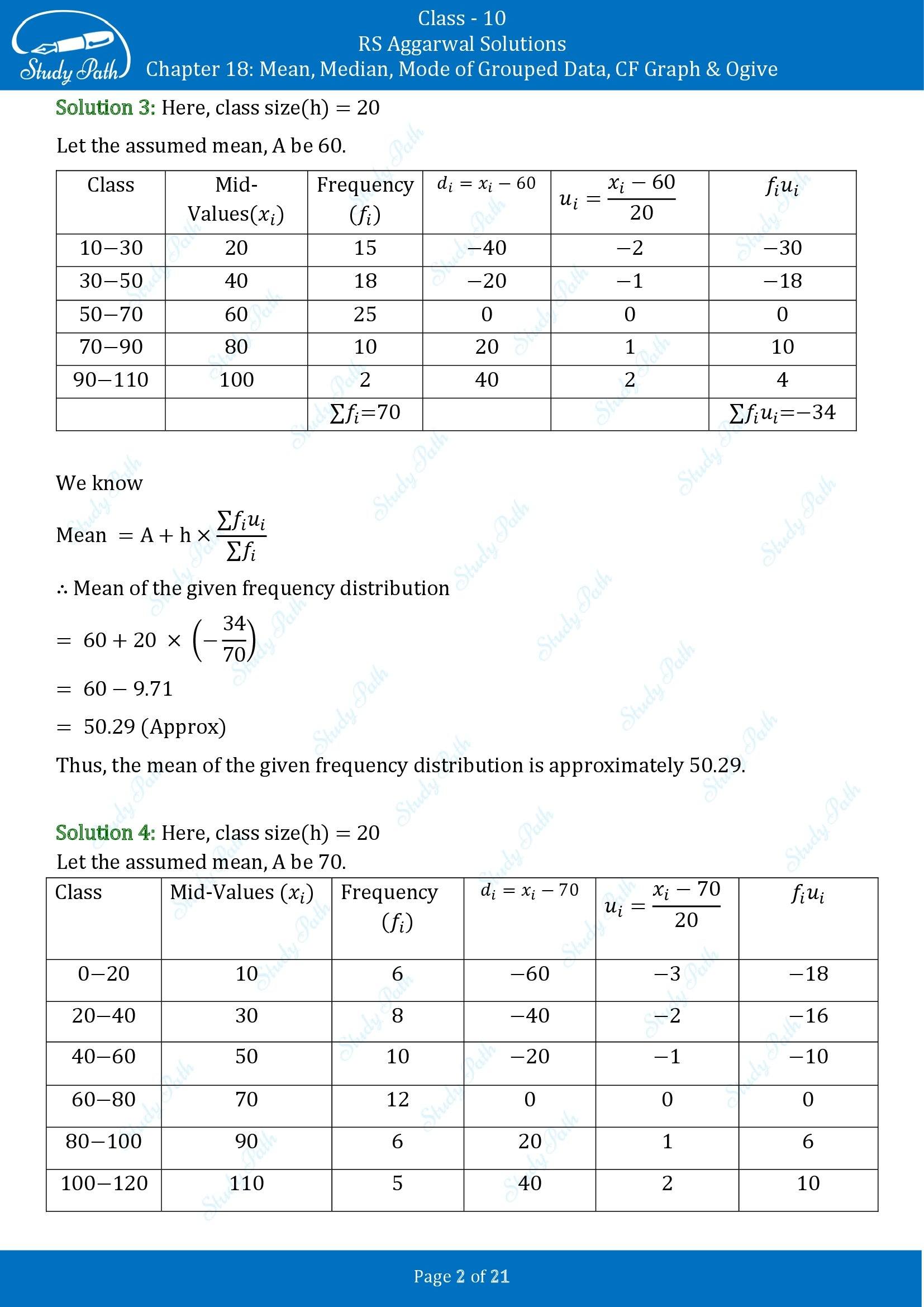 RS Aggarwal Solutions for Class 10 Chapter 18 Mean Median Mode CF and Ogive Exercise 18A 00002