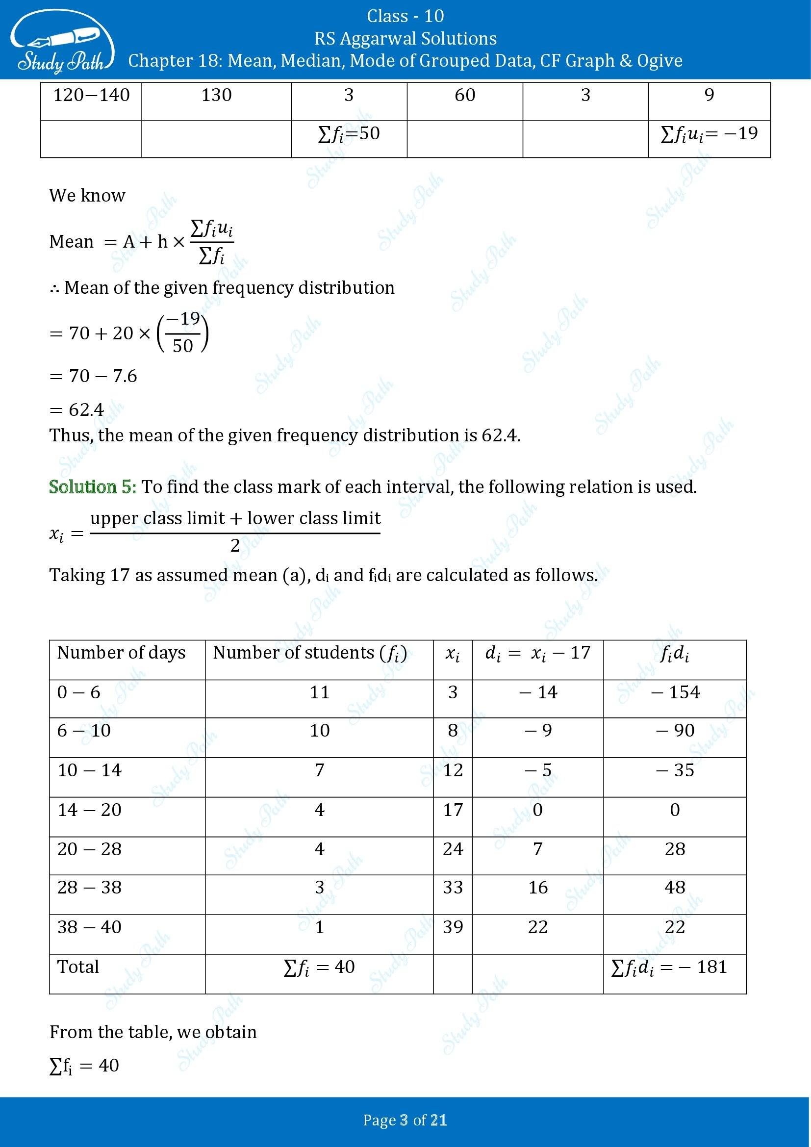 RS Aggarwal Solutions for Class 10 Chapter 18 Mean Median Mode CF and Ogive Exercise 18A 00003