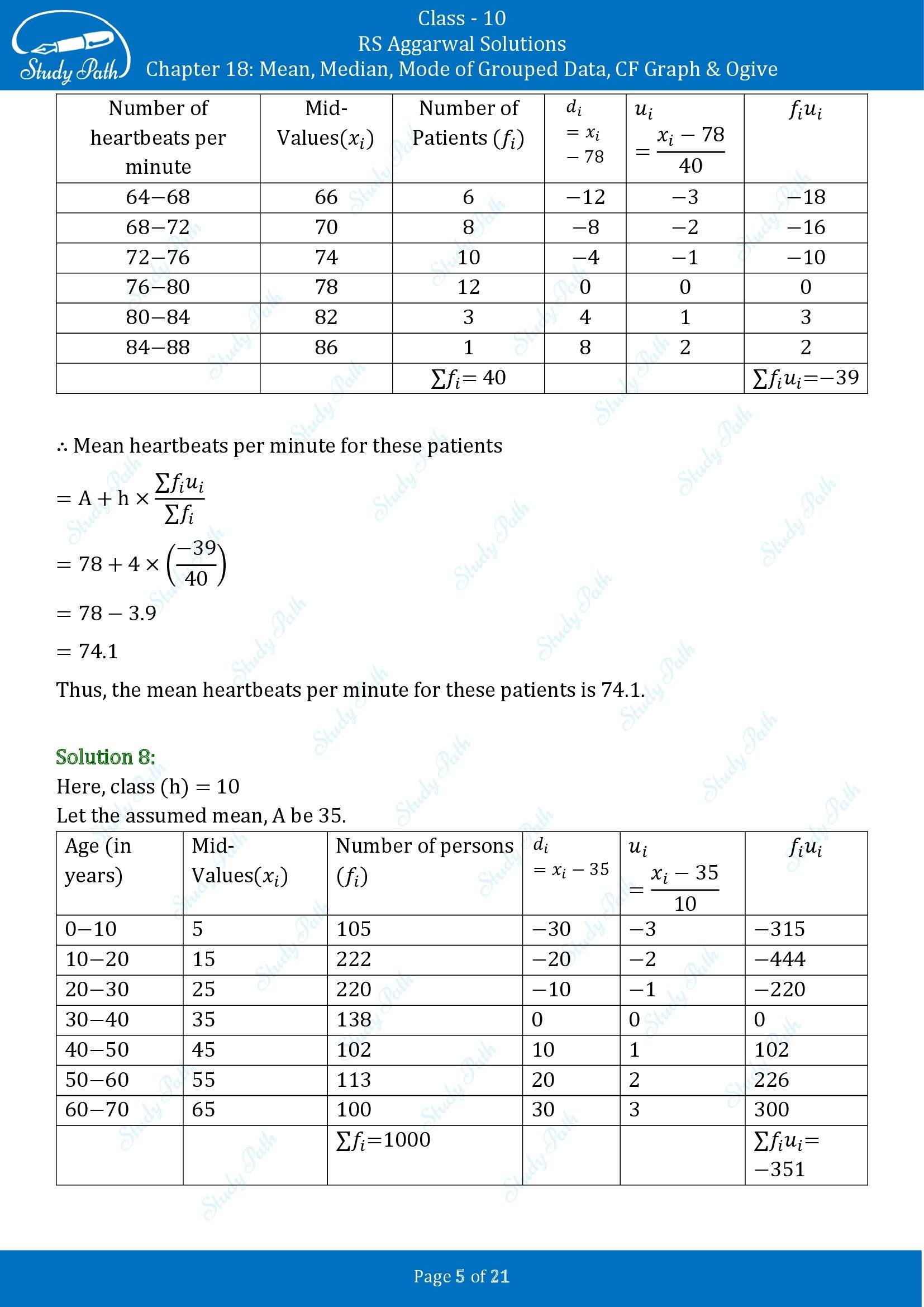 RS Aggarwal Solutions for Class 10 Chapter 18 Mean Median Mode CF and Ogive Exercise 18A 00005