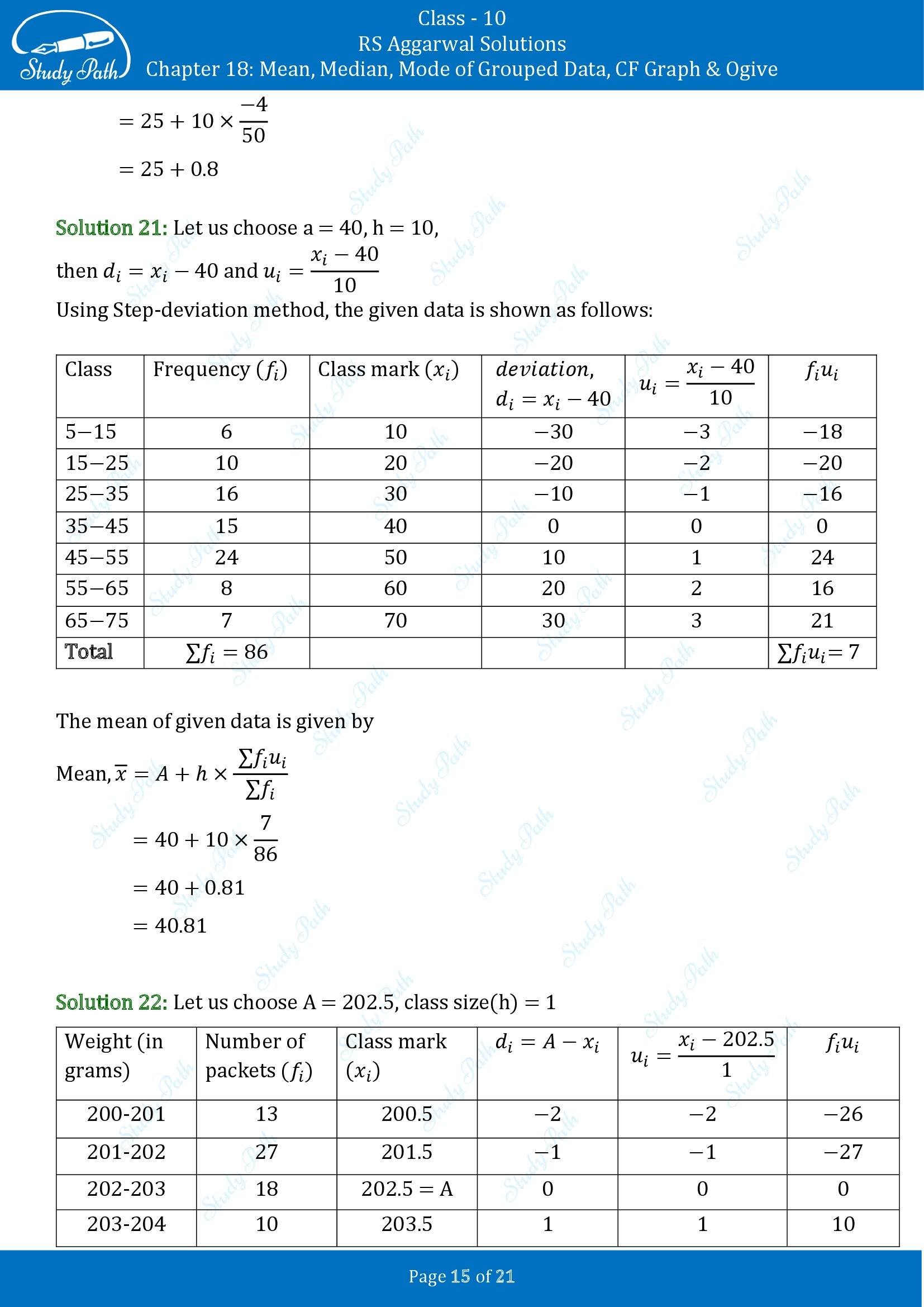 RS Aggarwal Solutions for Class 10 Chapter 18 Mean Median Mode CF and Ogive Exercise 18A 00015