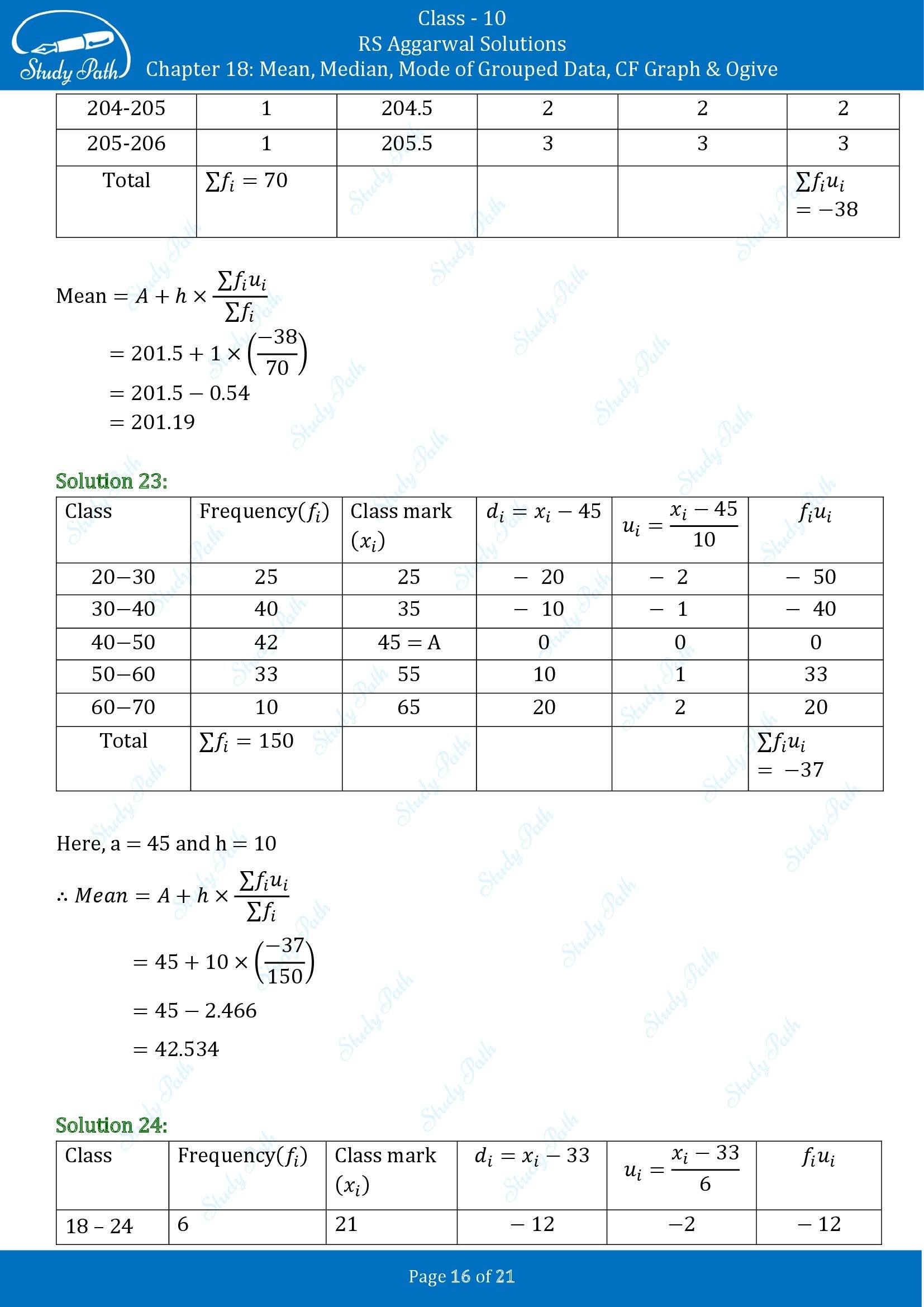 RS Aggarwal Solutions for Class 10 Chapter 18 Mean Median Mode CF and Ogive Exercise 18A 00016