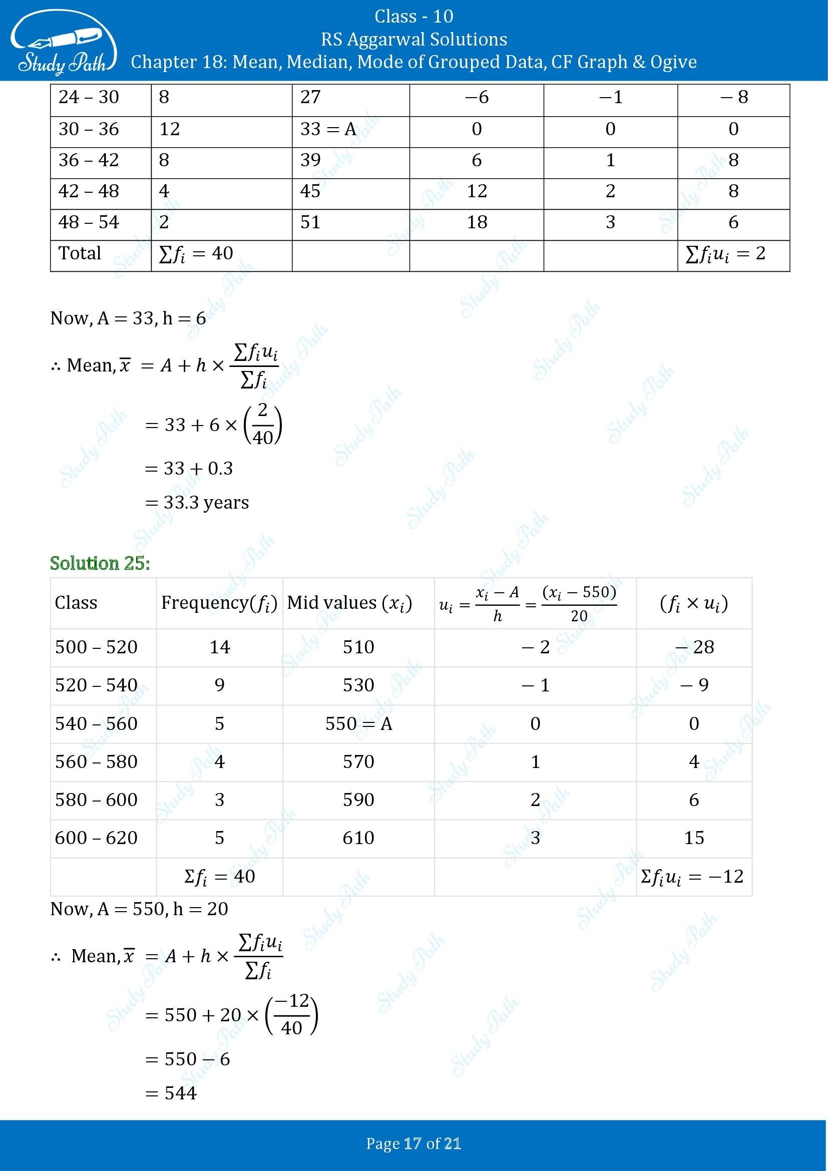 RS Aggarwal Solutions for Class 10 Chapter 18 Mean Median Mode CF and Ogive Exercise 18A 00017