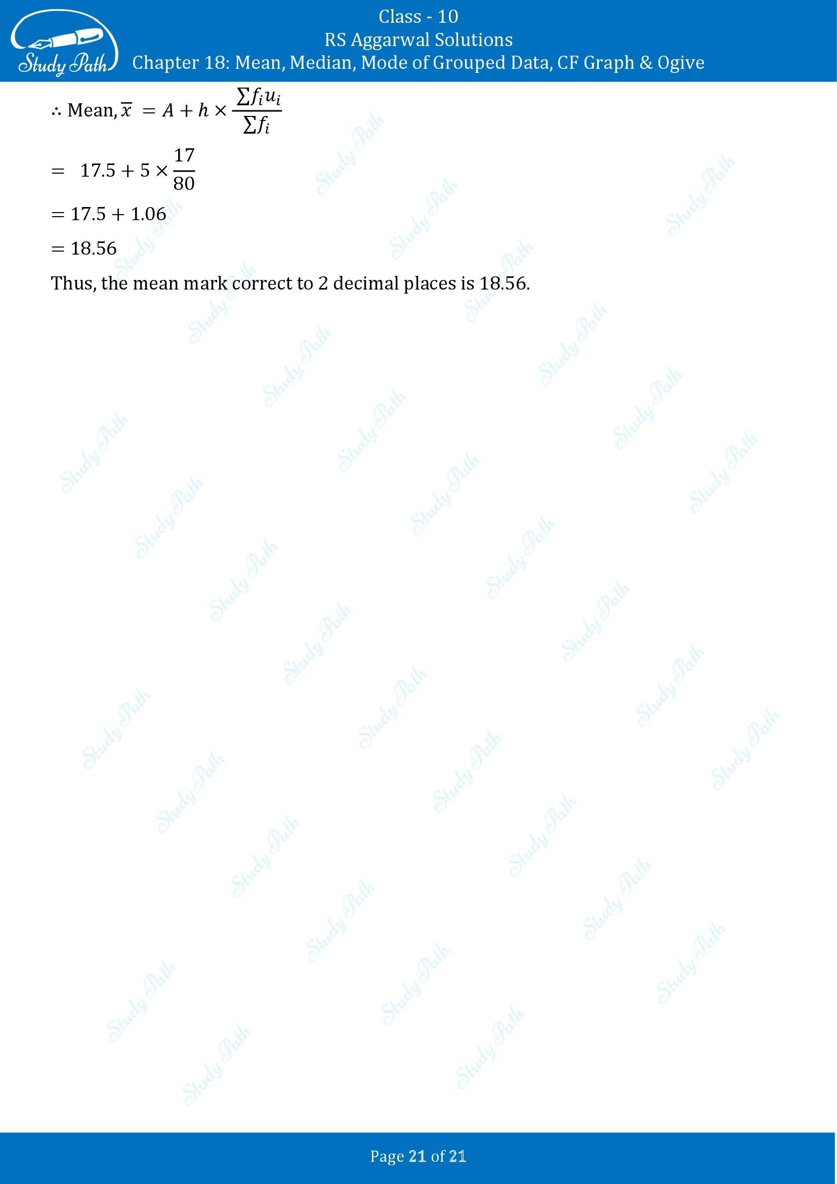 RS Aggarwal Solutions for Class 10 Chapter 18 Mean Median Mode CF and Ogive Exercise 18A 00021
