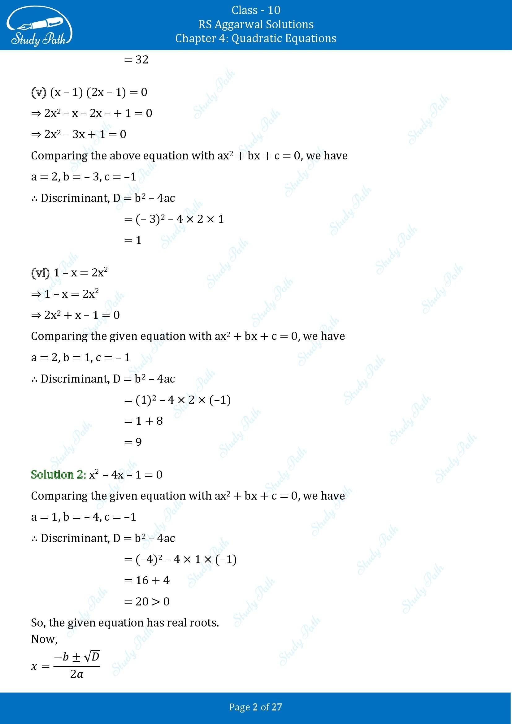 RS Aggarwal Solutions for Class 10 Chapter 4 Quadratic Equations Exercise 4B 00002