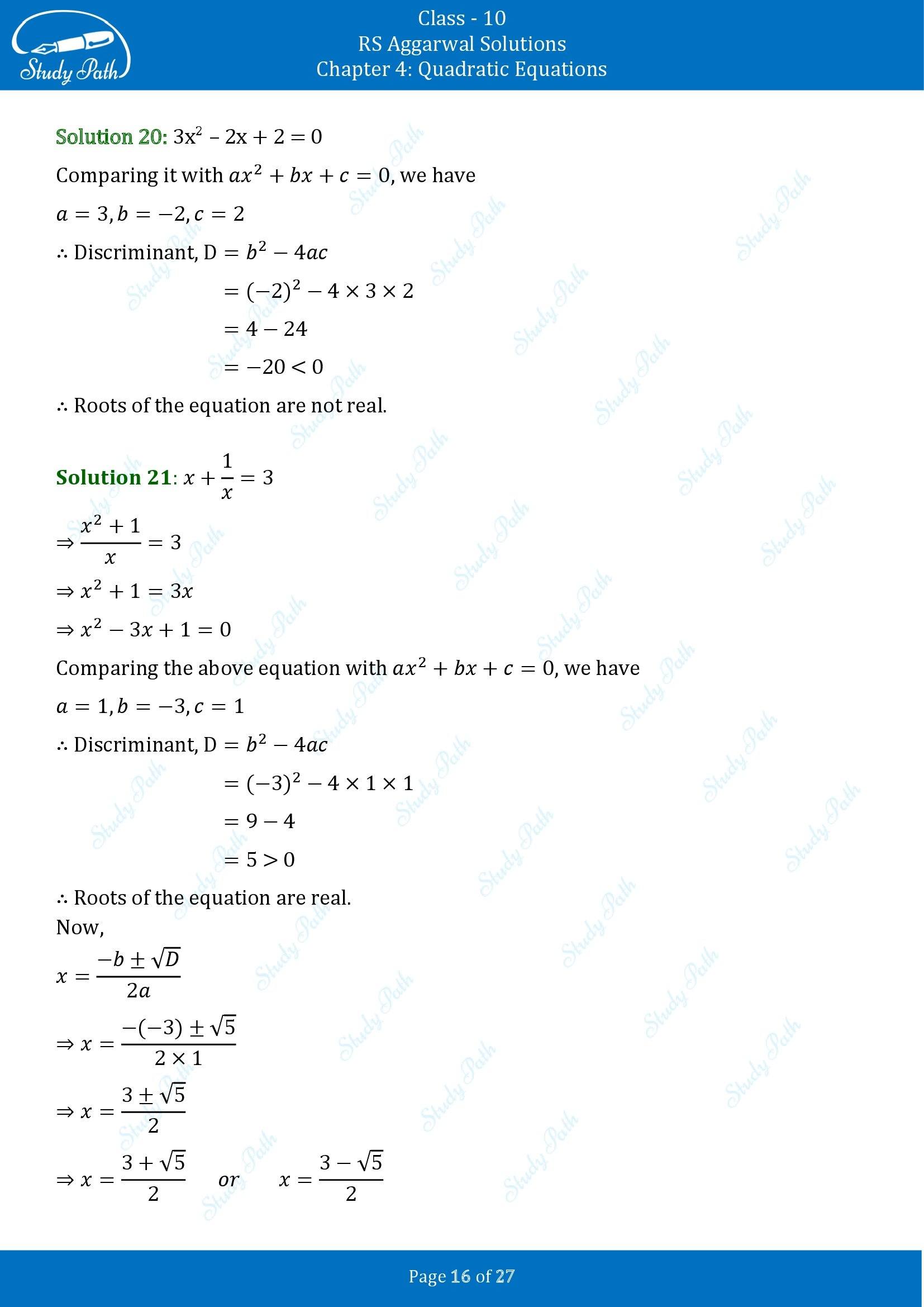 RS Aggarwal Solutions for Class 10 Chapter 4 Quadratic Equations Exercise 4B 00016