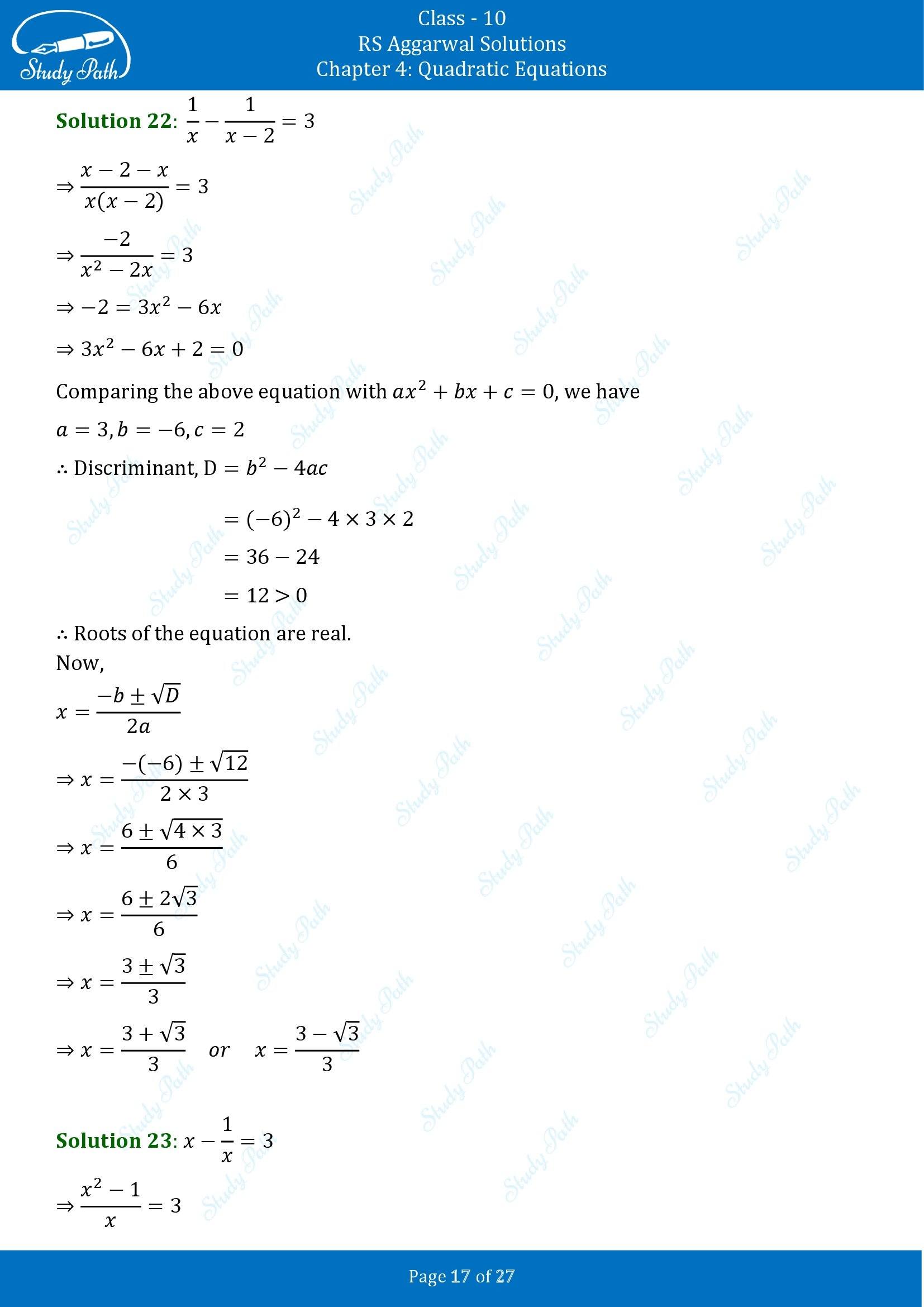 RS Aggarwal Solutions for Class 10 Chapter 4 Quadratic Equations Exercise 4B 00017