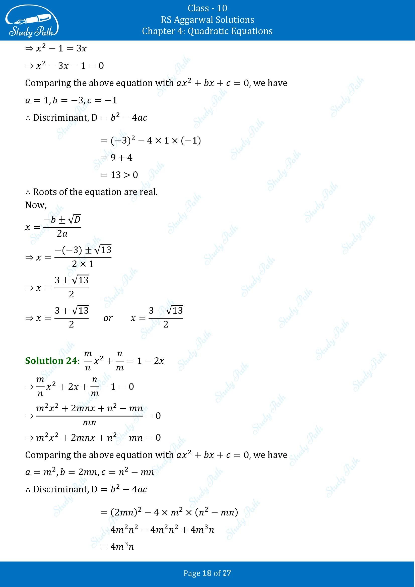 RS Aggarwal Solutions for Class 10 Chapter 4 Quadratic Equations Exercise 4B 00018