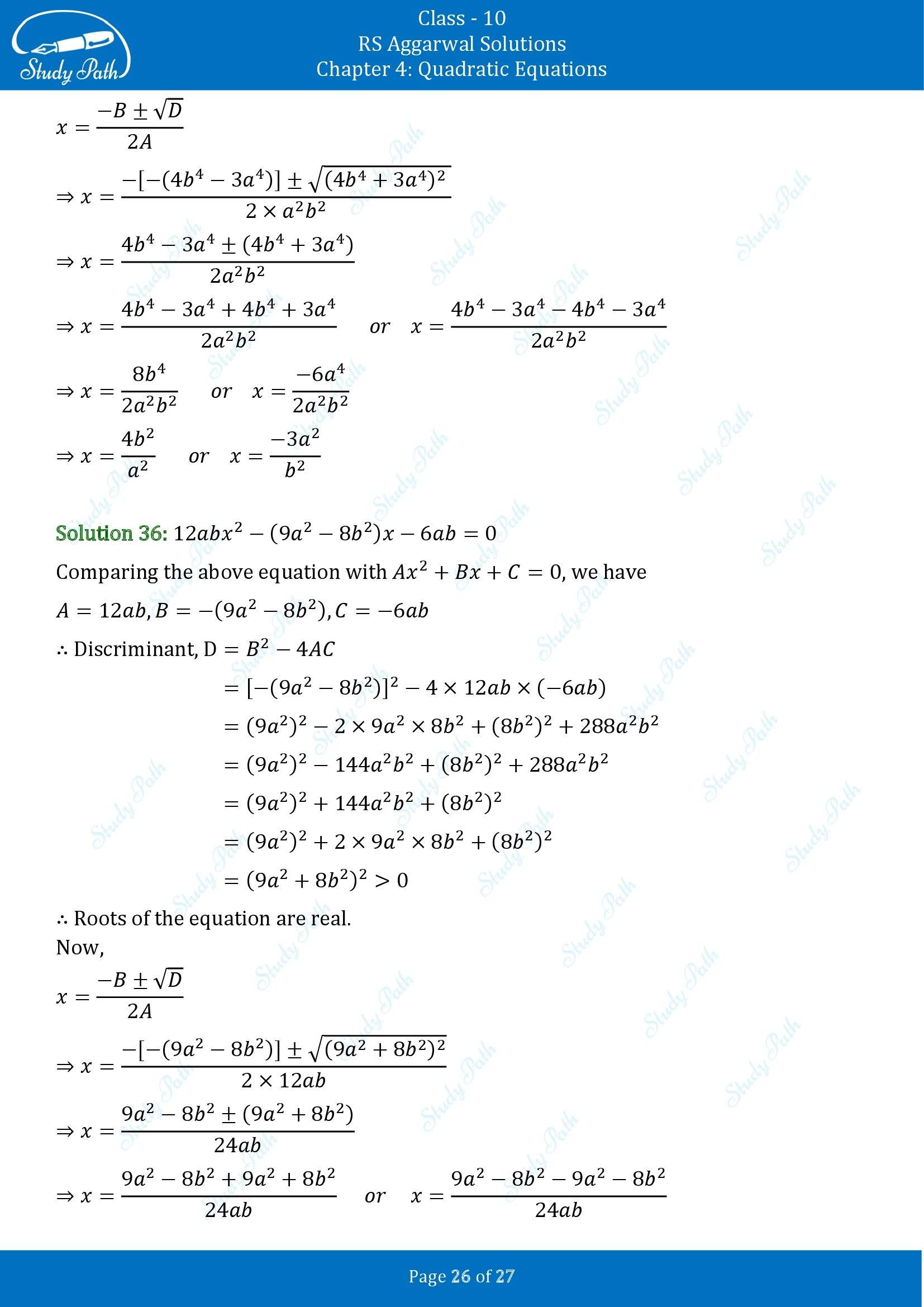RS Aggarwal Solutions for Class 10 Chapter 4 Quadratic Equations Exercise 4B 00026