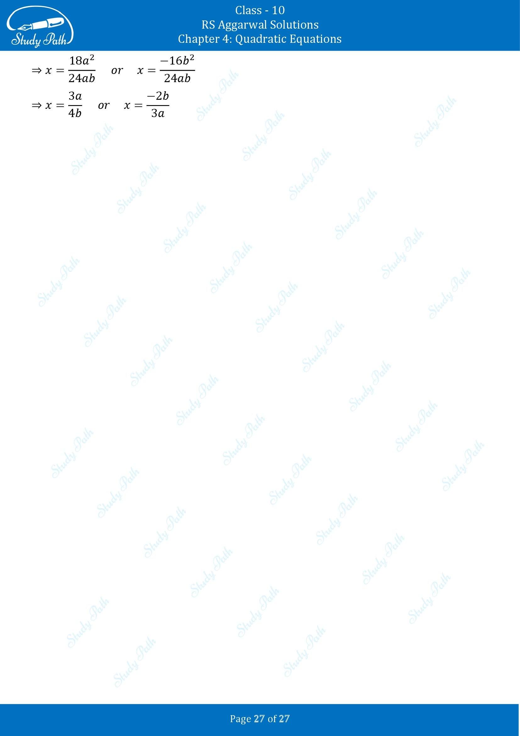 RS Aggarwal Solutions for Class 10 Chapter 4 Quadratic Equations Exercise 4B 00027