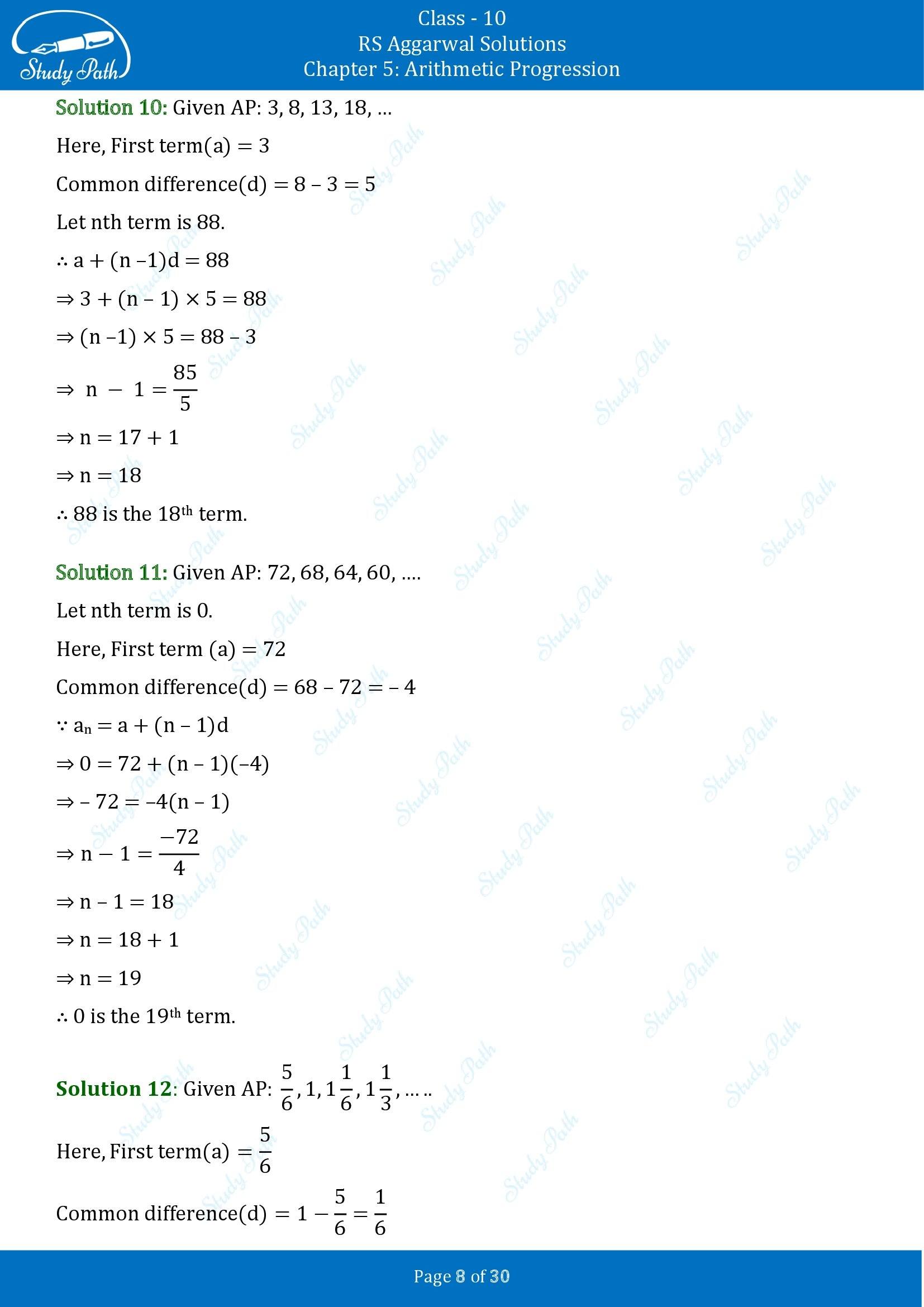 RS Aggarwal Solutions for Class 10 Chapter 5 Arithmetic Progression Exercise 5A 00008