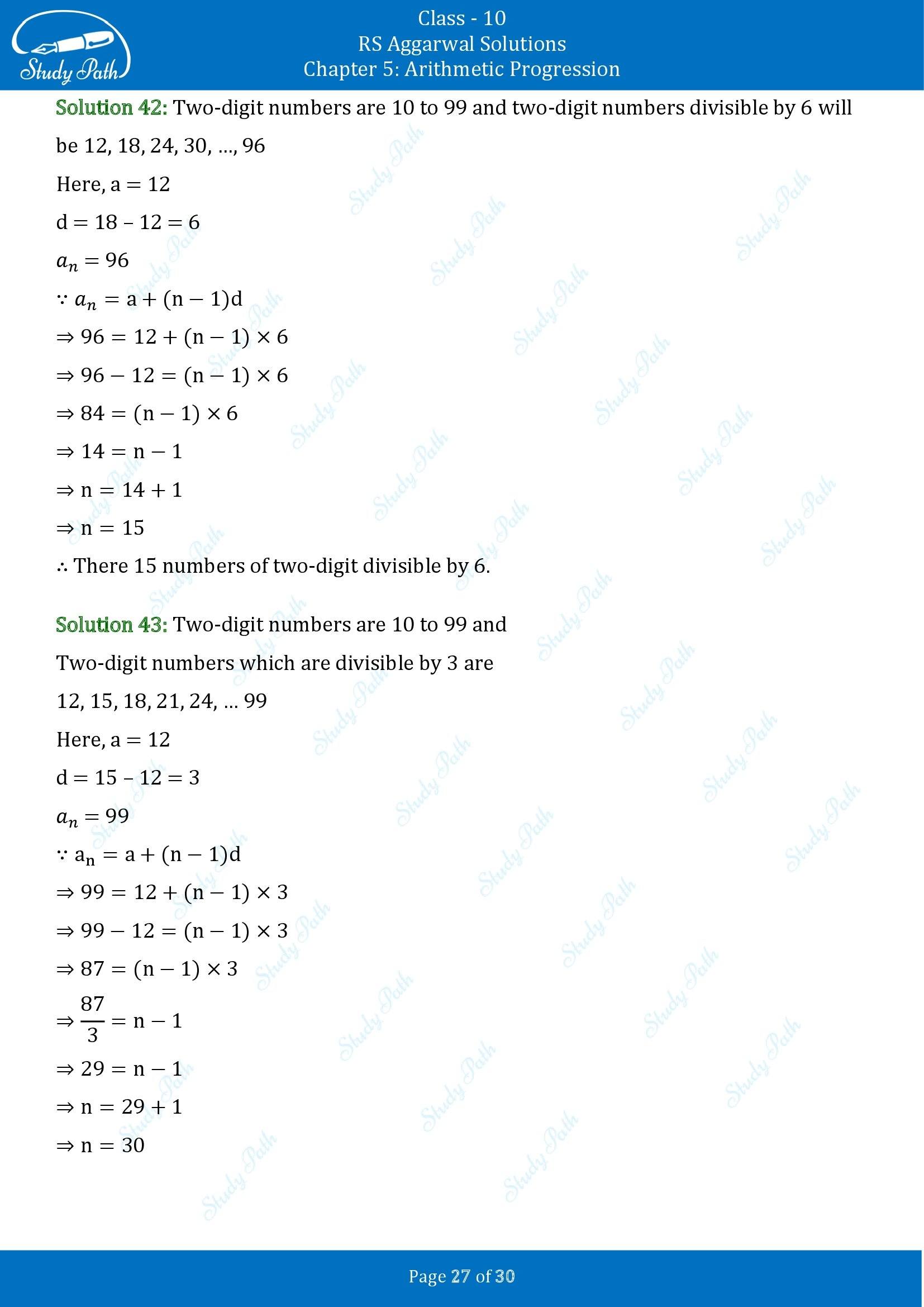 RS Aggarwal Solutions for Class 10 Chapter 5 Arithmetic Progression Exercise 5A 00027