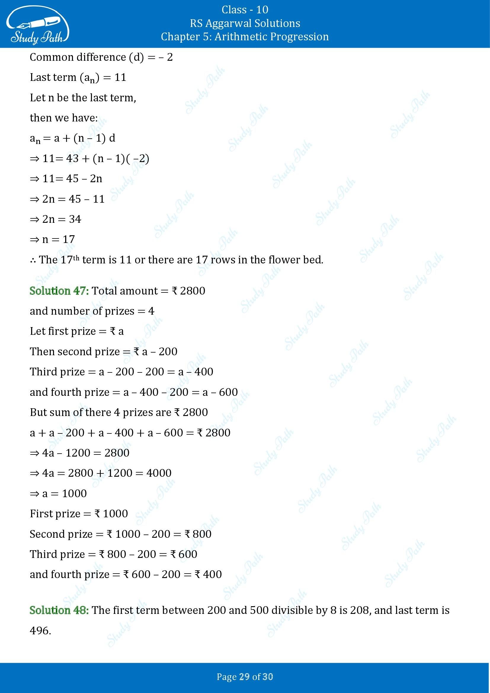 RS Aggarwal Solutions for Class 10 Chapter 5 Arithmetic Progression Exercise 5A 00029