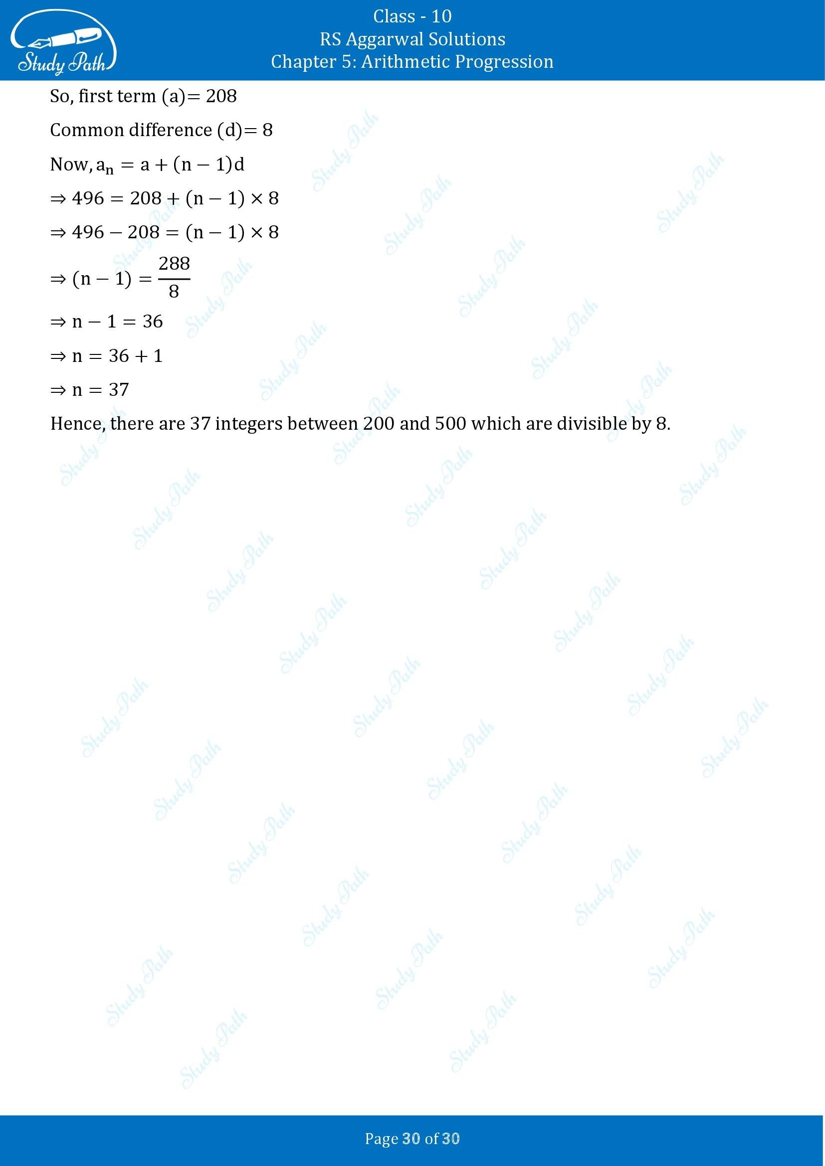 RS Aggarwal Solutions for Class 10 Chapter 5 Arithmetic Progression Exercise 5A 00030
