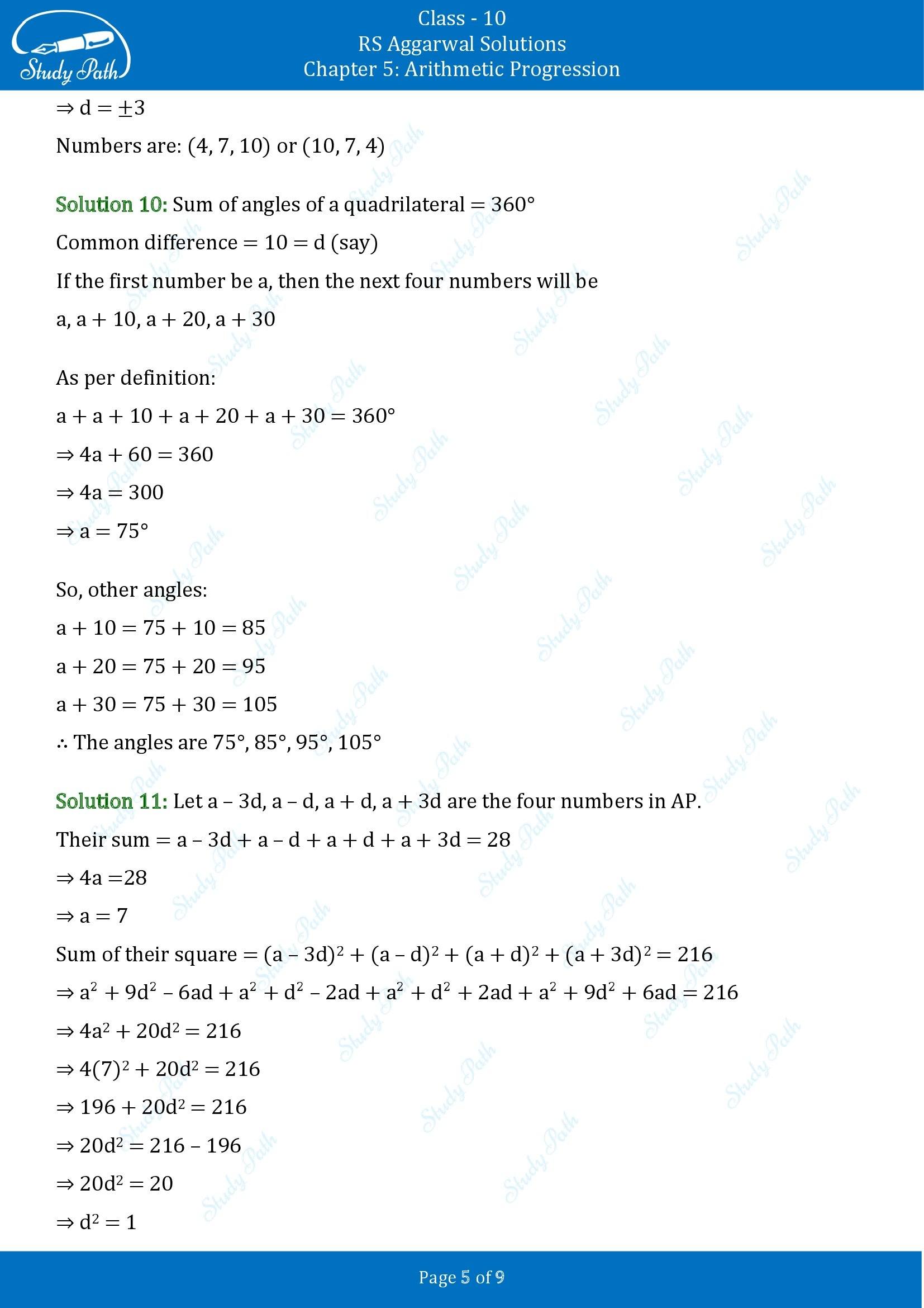 RS Aggarwal Solutions for Class 10 Chapter 5 Arithmetic Progression Exercise 5B 00005