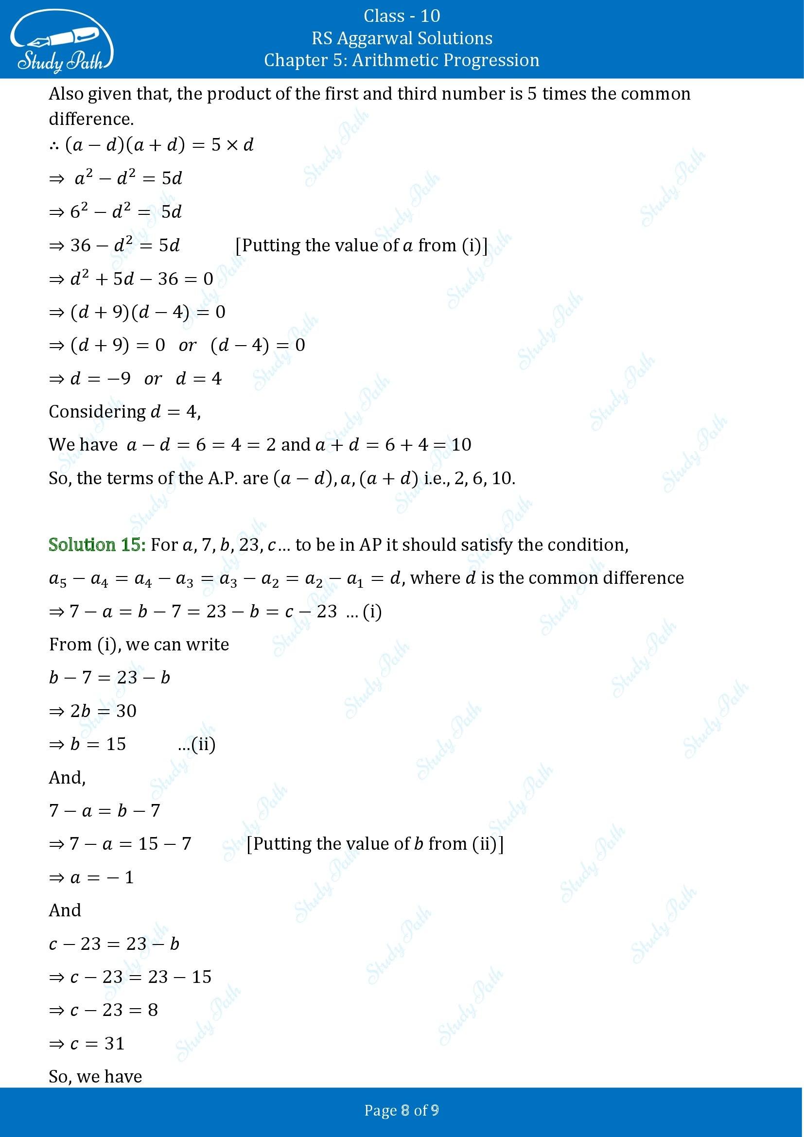 RS Aggarwal Solutions for Class 10 Chapter 5 Arithmetic Progression Exercise 5B 00008