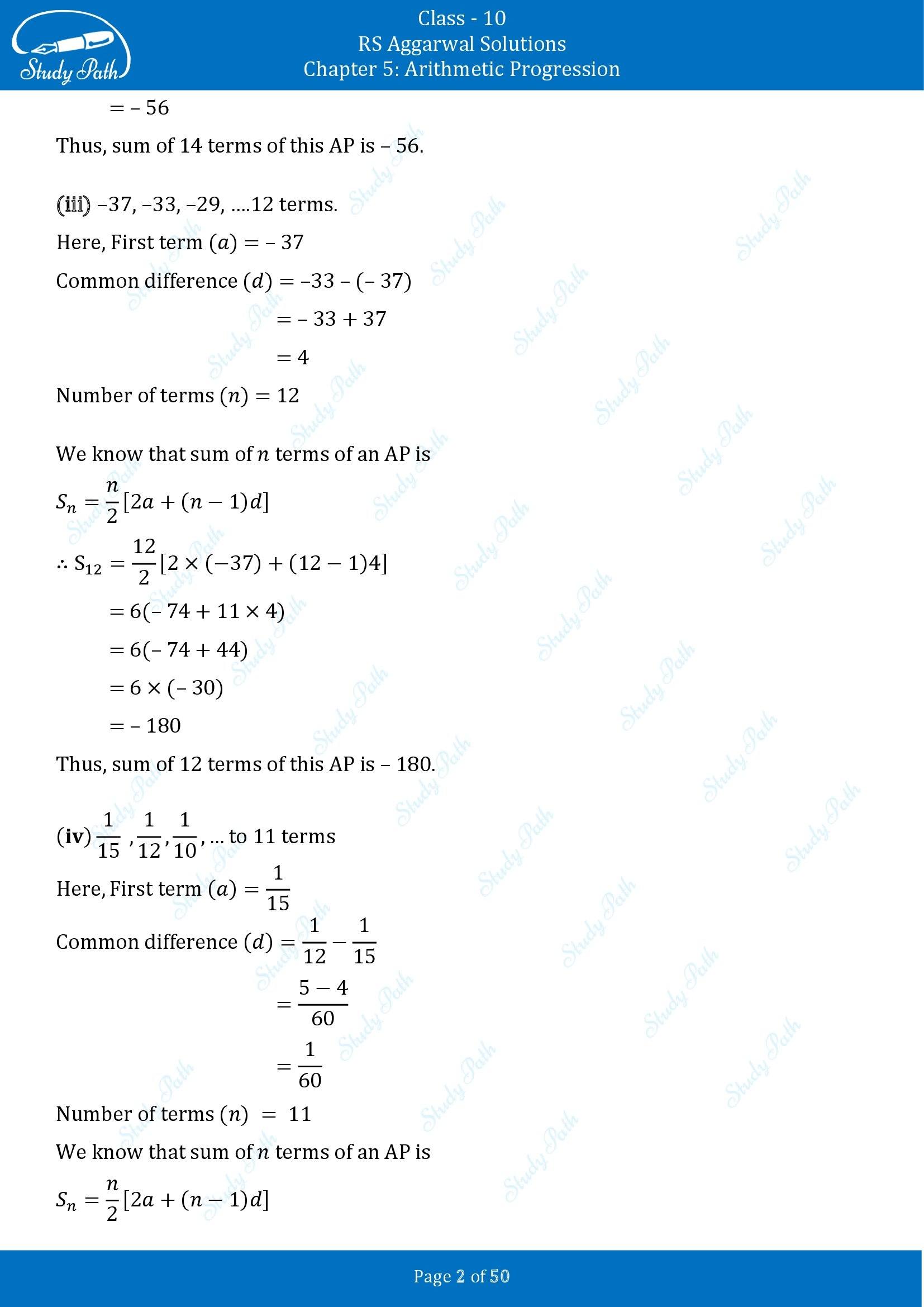 RS Aggarwal Solutions for Class 10 Chapter 5 Arithmetic Progression Exercise 5C 00002
