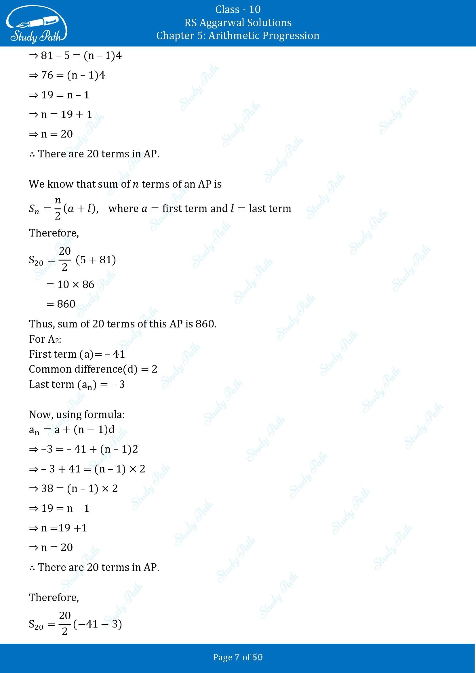 RS Aggarwal Solutions for Class 10 Chapter 5 Arithmetic Progression Exercise 5C 00007
