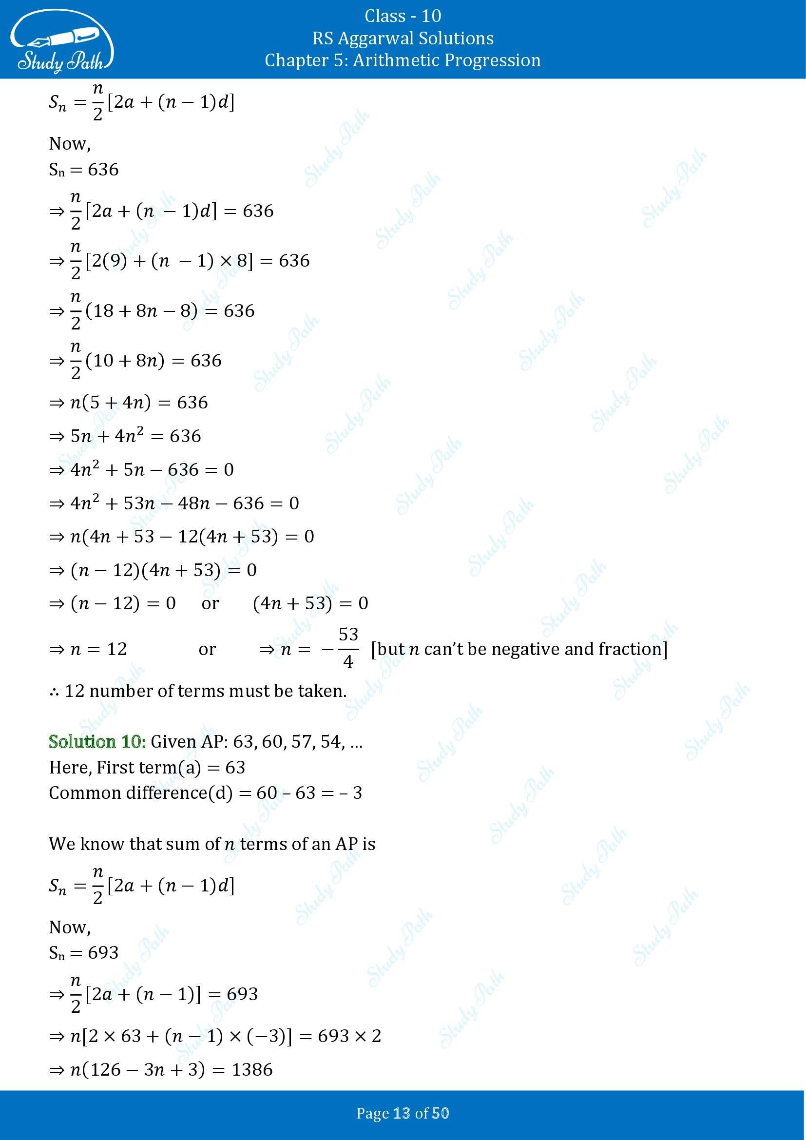 RS Aggarwal Solutions for Class 10 Chapter 5 Arithmetic Progression Exercise 5C 00013