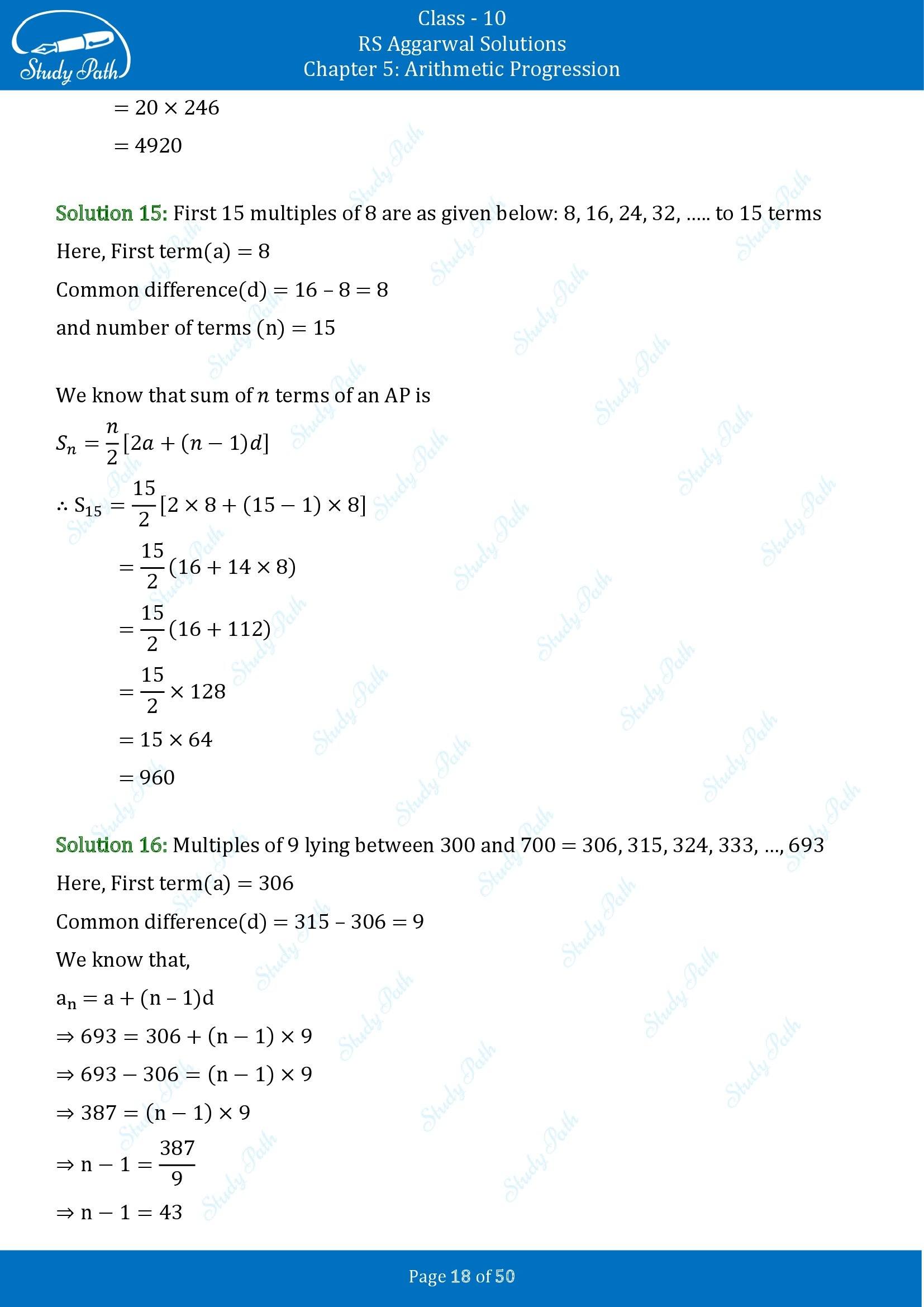 RS Aggarwal Solutions for Class 10 Chapter 5 Arithmetic Progression Exercise 5C 00018