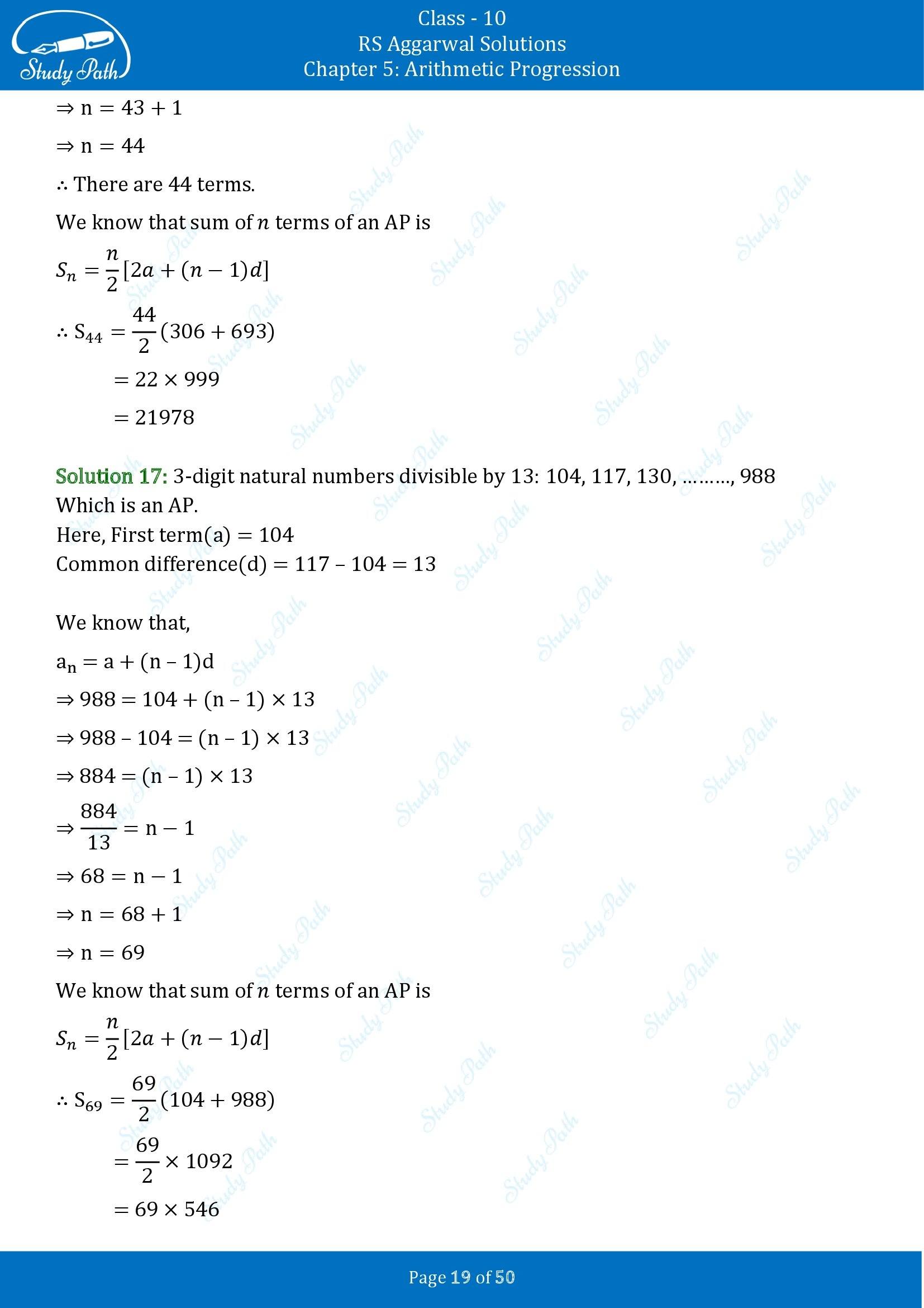 RS Aggarwal Solutions for Class 10 Chapter 5 Arithmetic Progression Exercise 5C 00019