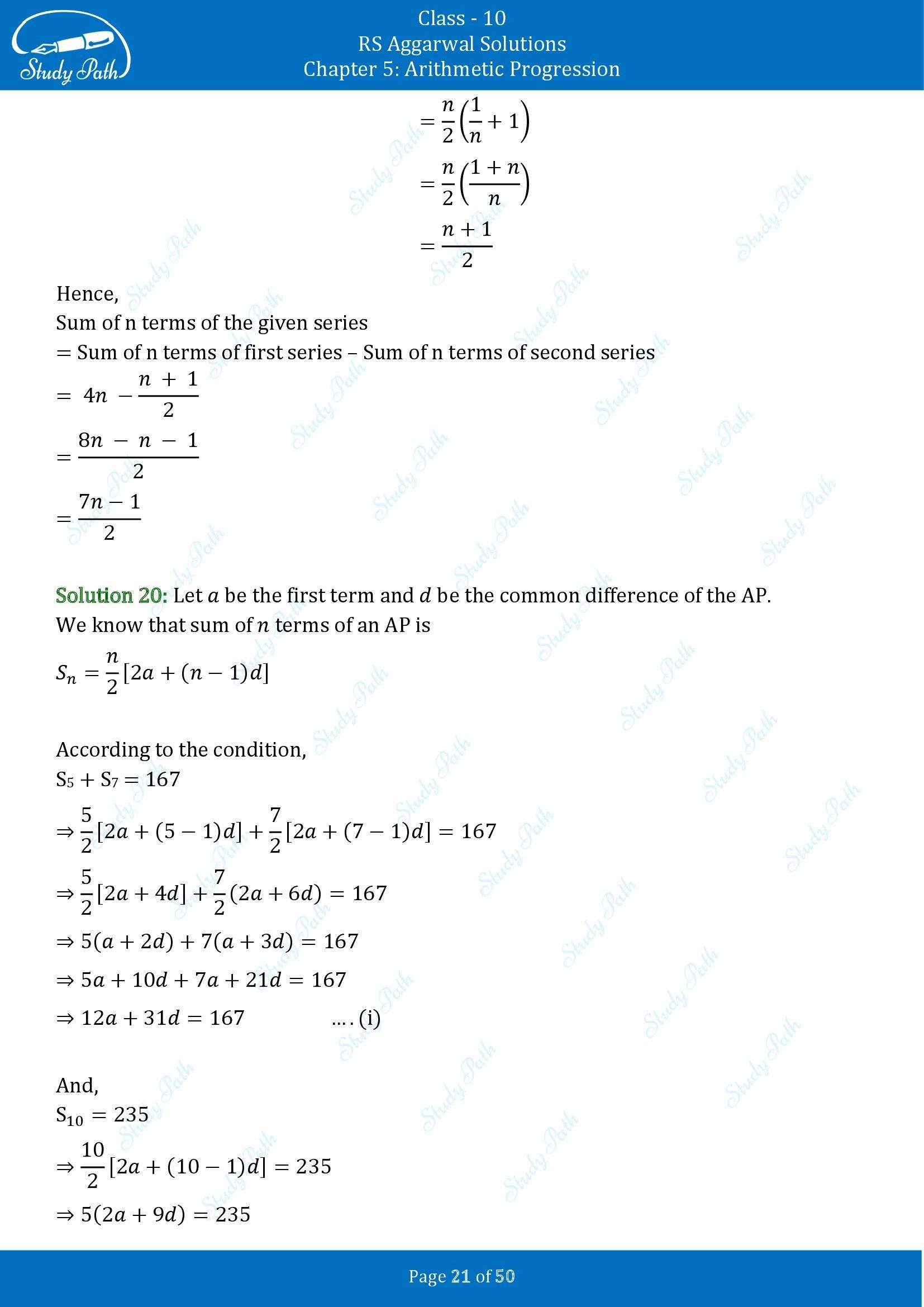 RS Aggarwal Solutions for Class 10 Chapter 5 Arithmetic Progression Exercise 5C 00021