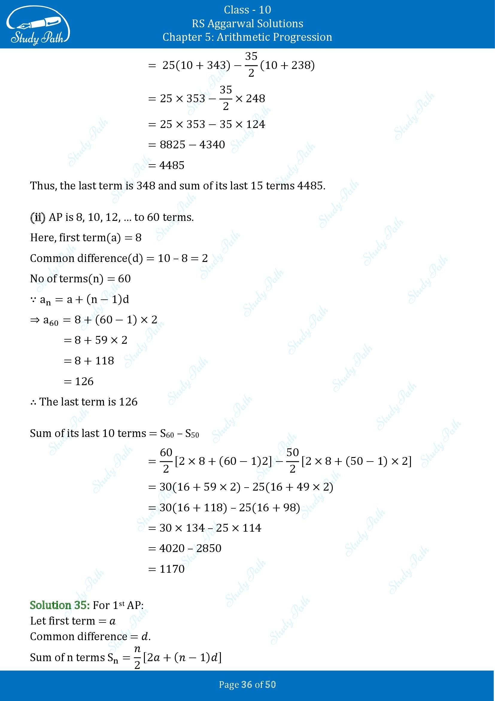 RS Aggarwal Solutions for Class 10 Chapter 5 Arithmetic Progression Exercise 5C 00036