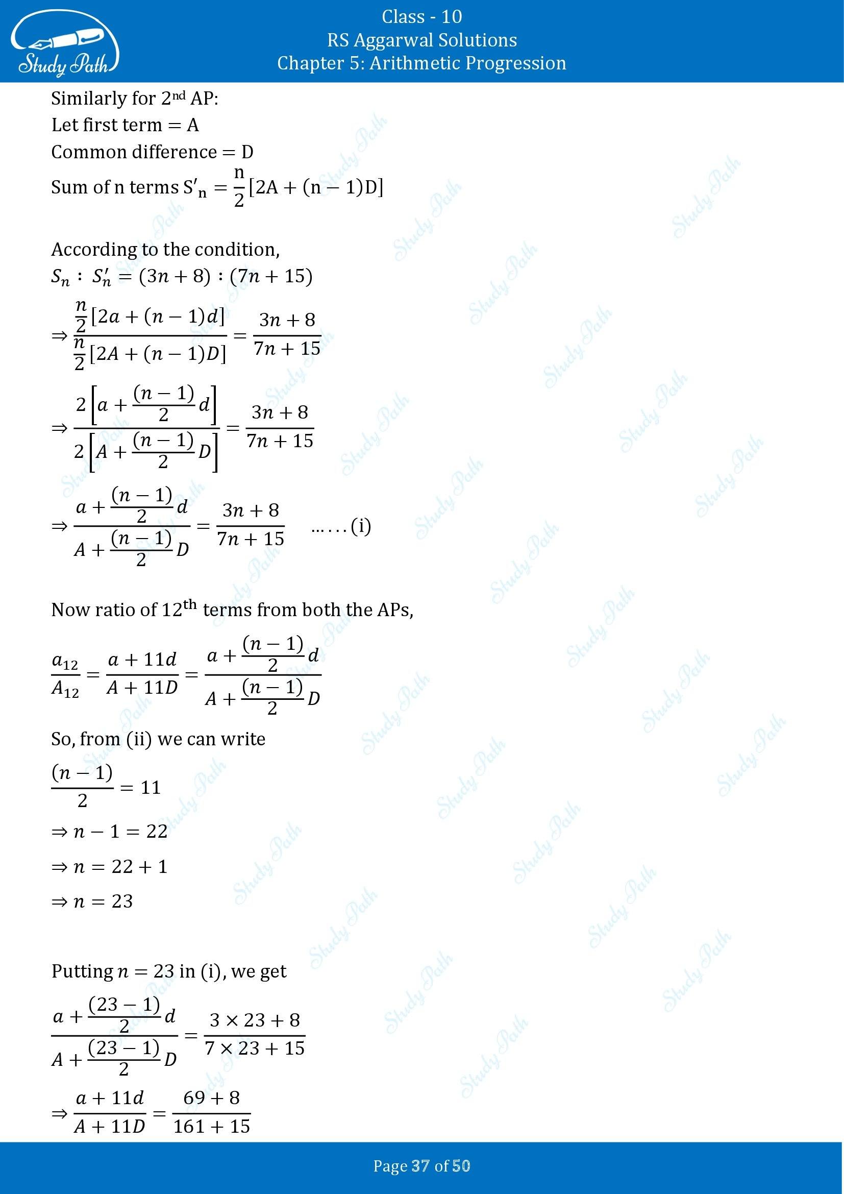 RS Aggarwal Solutions for Class 10 Chapter 5 Arithmetic Progression Exercise 5C 00037