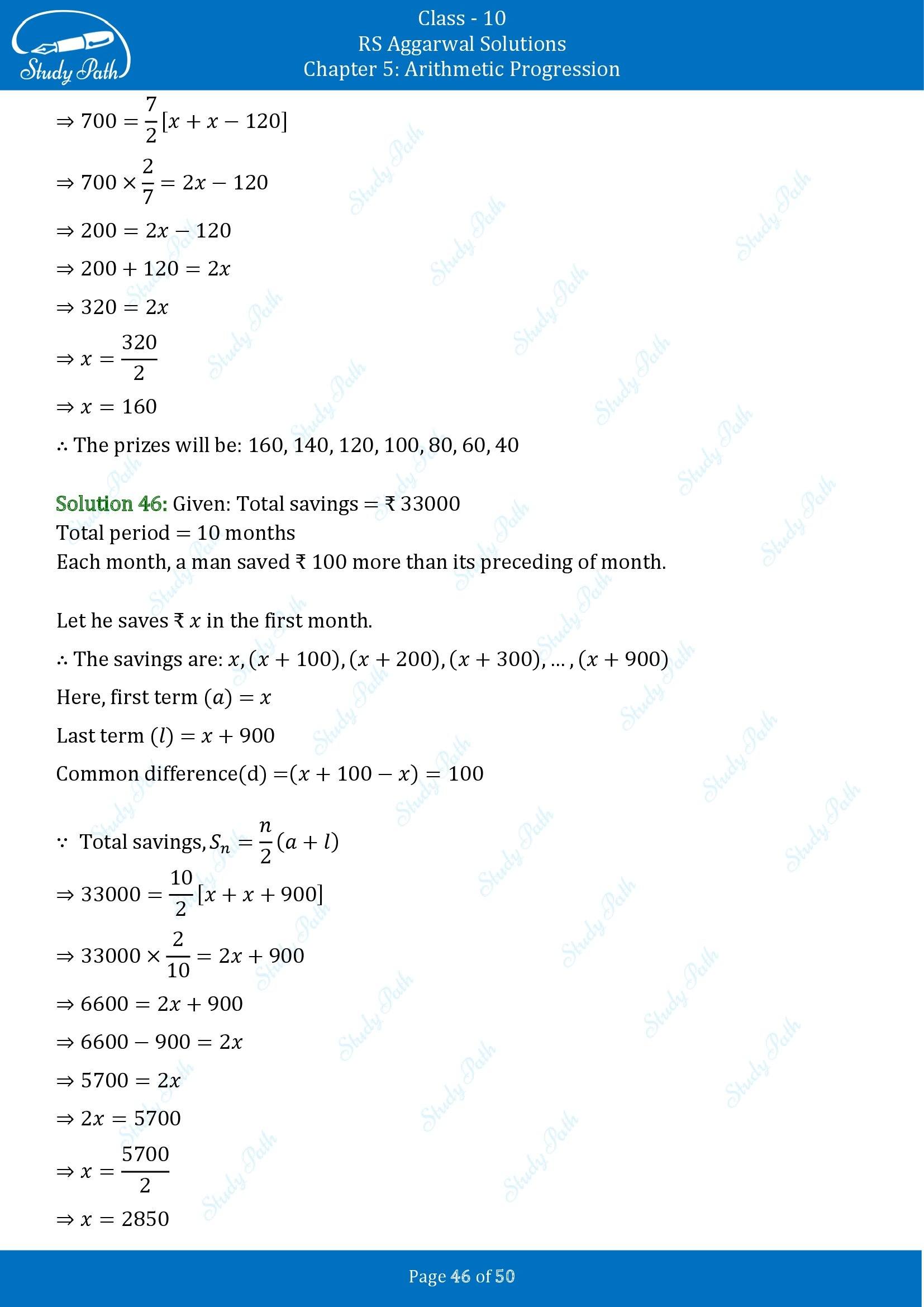 RS Aggarwal Solutions for Class 10 Chapter 5 Arithmetic Progression Exercise 5C 00046