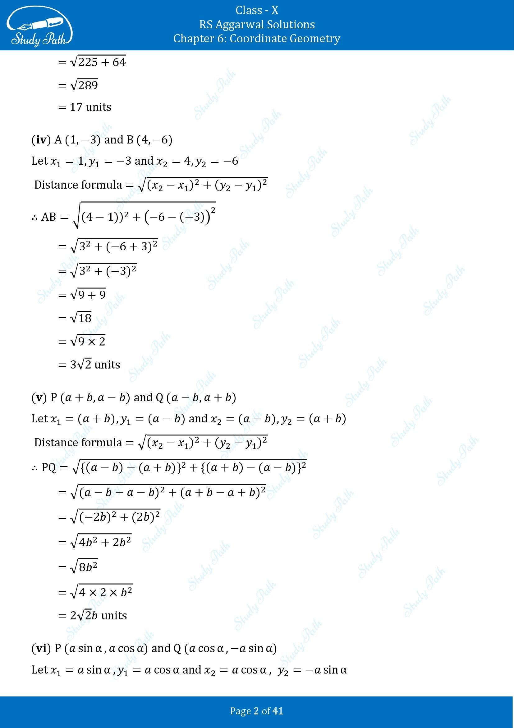 RS Aggarwal Solutions for Class 10 Chapter 6 Coordinate Geometry Exercise 6A 00002